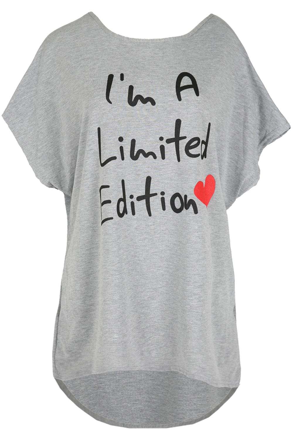 Ladies Oversized LOVE BRAVE HEART Printed Womens Baggy Batwing Hi Lo T Shirt Top - Picture 26 of 75