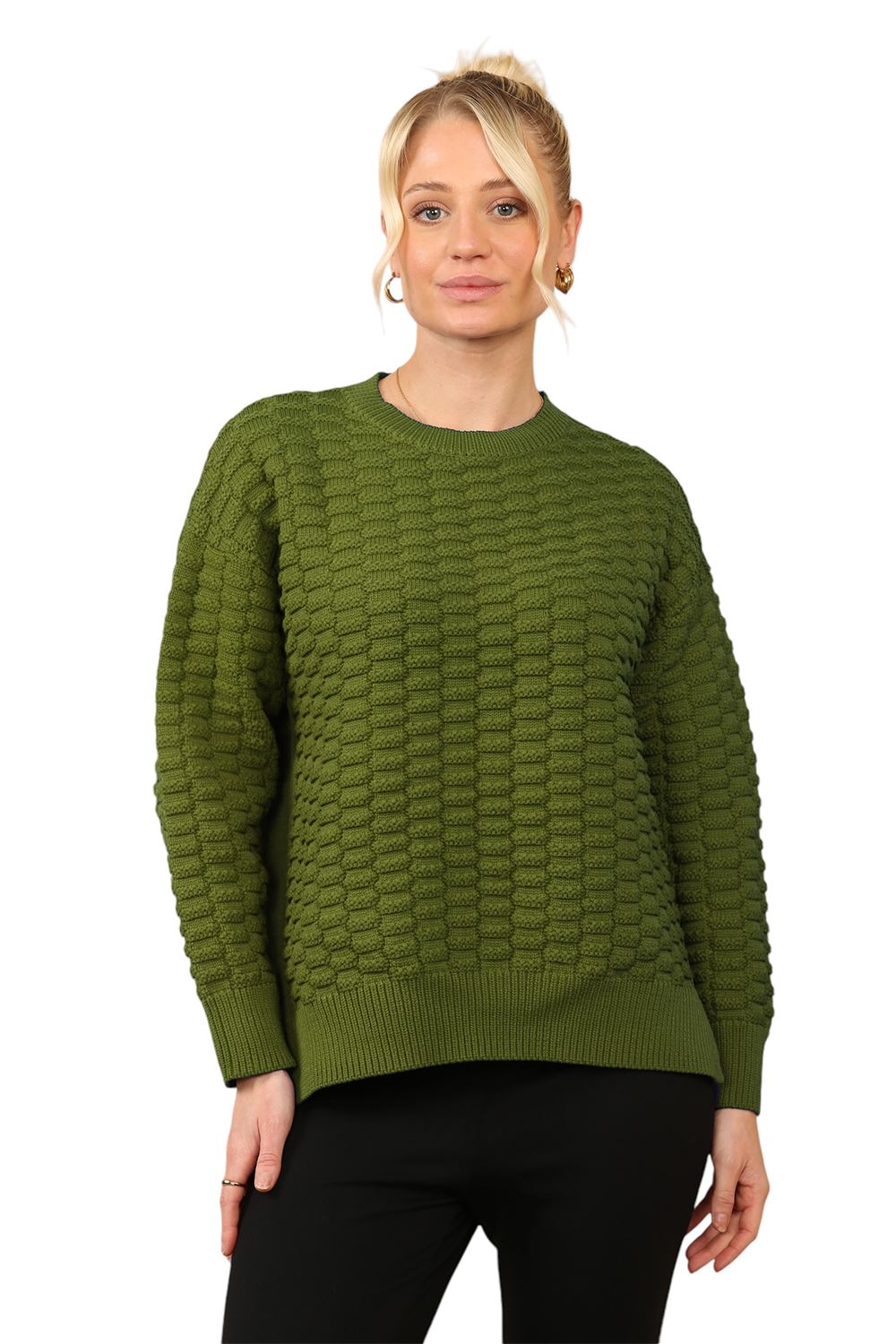 Women Knit Sweater Round Neck Long Sleeve Ladies Winter Loose Fit Sweater Jumper - Picture 11 of 13