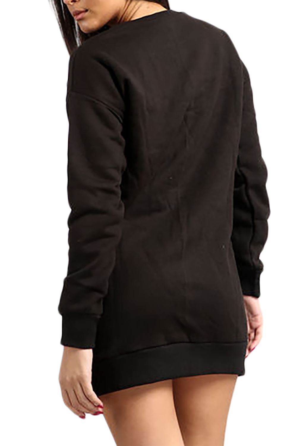 Womens Ladies Oversized Fleece Long Gold Foil Skull Sweatshirt Tunic Mini Dress - Picture 24 of 71