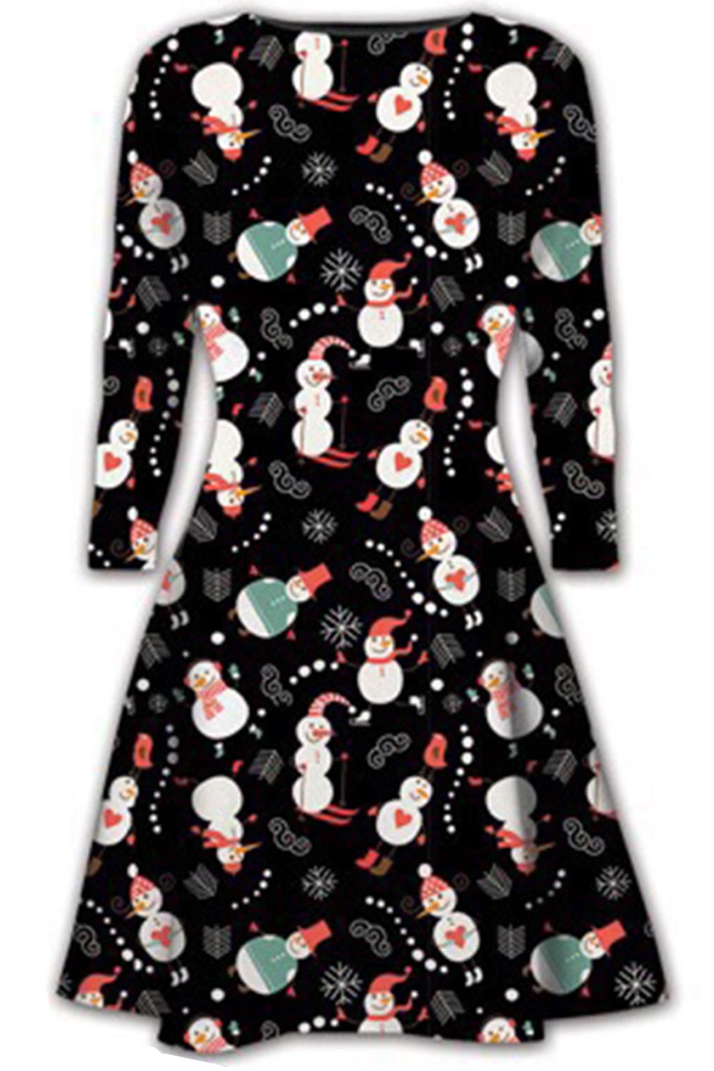 New Womens Santa Reindeer Christmas Print Girls Kids Flared Mini Swing Dress Top New Womens Santa Reindeer Christmas Print Girls Kids Flared Mini Swing Dress Top