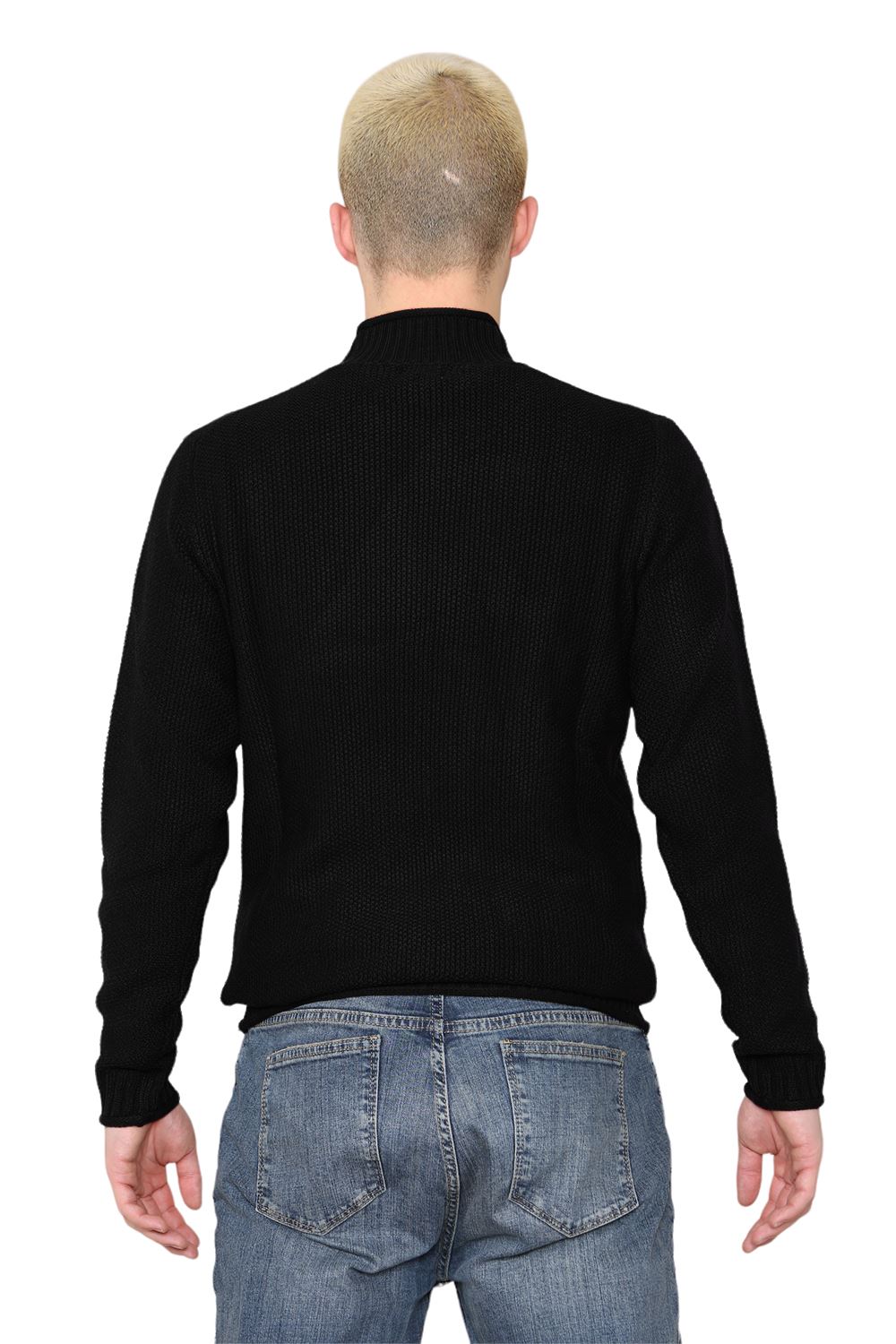 Mens Stretchy High Neck Long Sleeve Designer Casual Pullover Sweater Jumper Top - Picture 4 of 19