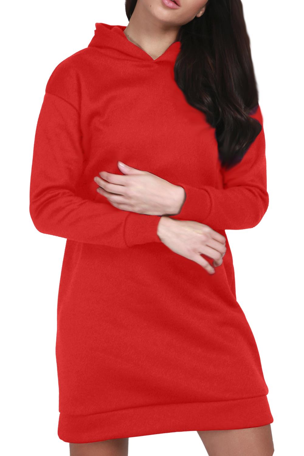 Ladies Womens Hoodie Fleece Oversize Sweatshirt Teddy Bear Fluffy Faux Fur Dress - Picture 9 of 32