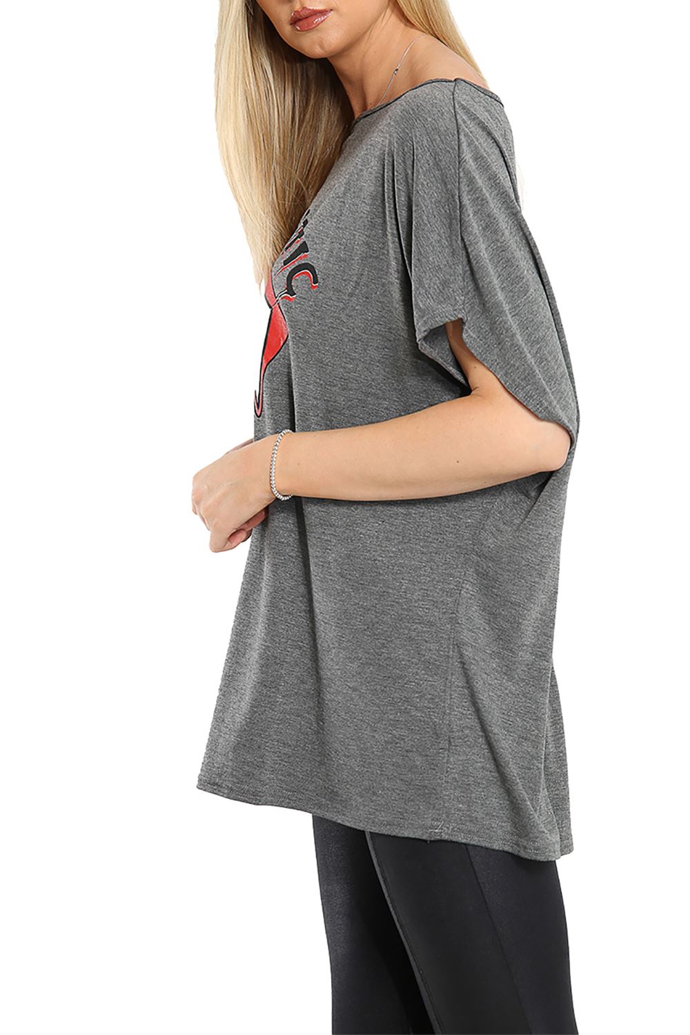Womens Halloween Loose Fit Fang Tastic Bleeding Lip Top Ladies Batwing T Shirt - Picture 44 of 119
