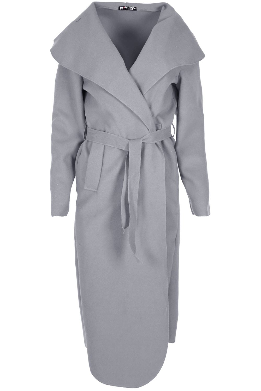 Womens Duster Waterfall Tie Belt Italian Cape Ladies Cardigan Maxi Trench Coat - Picture 15 of 16