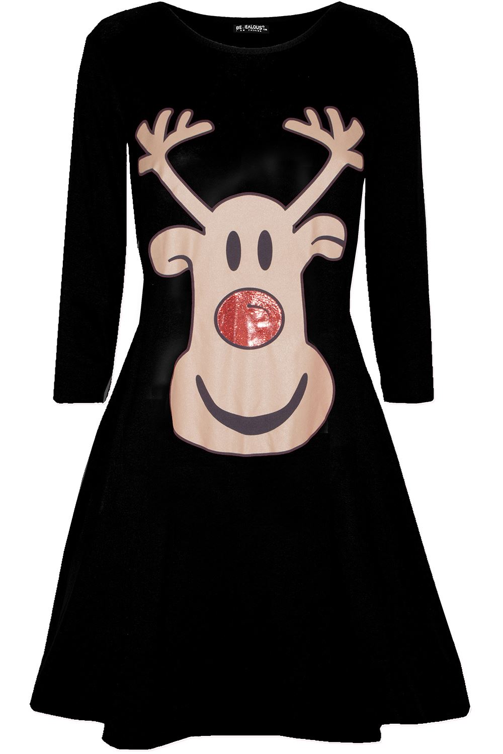New Womens Ladies Xmas Santa Costume Candy Belted Ribbon Swing Flared Mini Dress - Picture 39 of 43