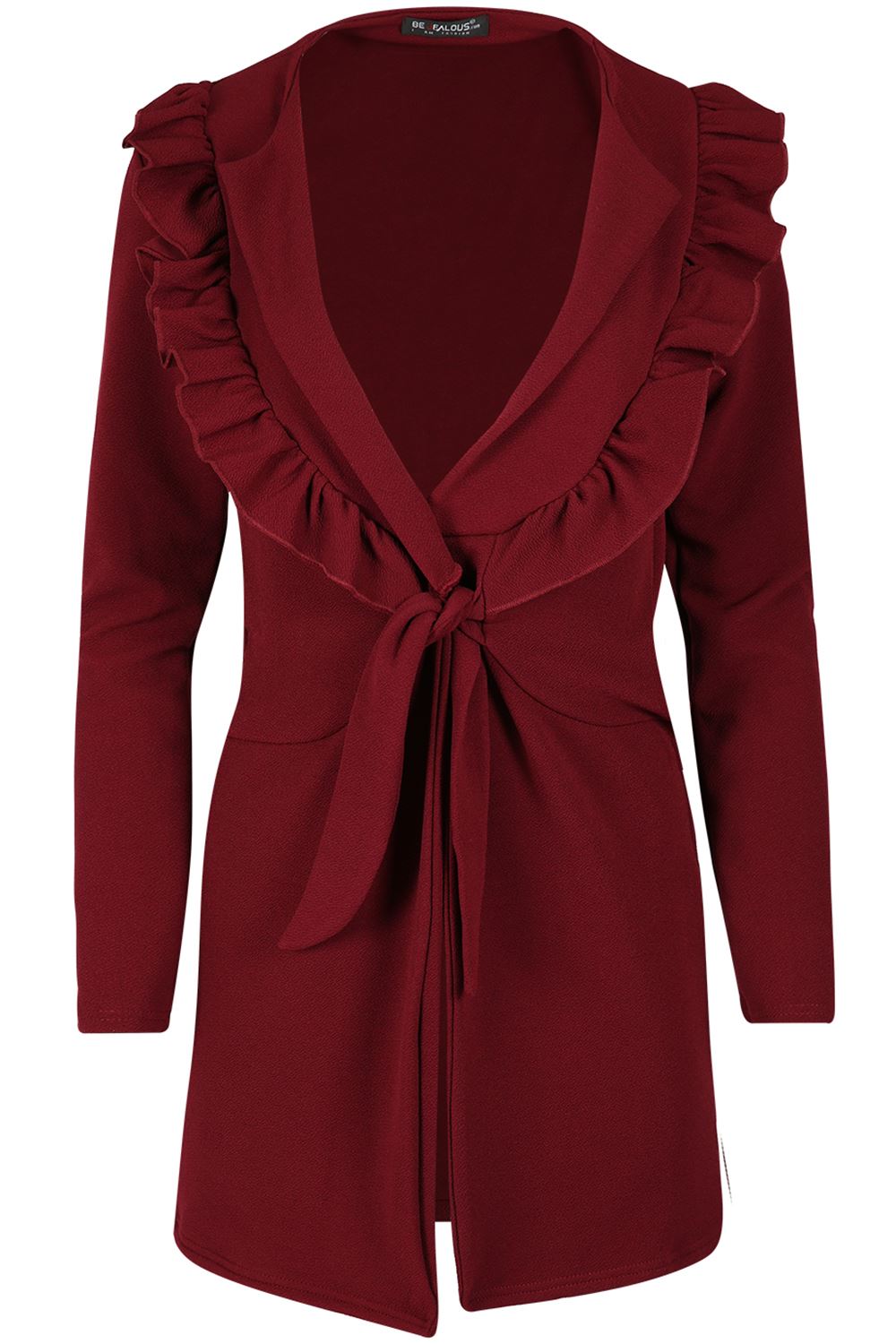 Womens Cape Cardigan Waterfall 3/4 Sleeve Italian Blazer Ladies Belted Jacket - Picture 23 of 24