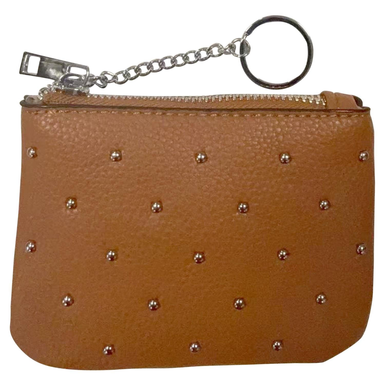 Trendy Studded PU Leather Coin Purse Small Wallet with Zip Closure and Keychain - Picture 5 of 19