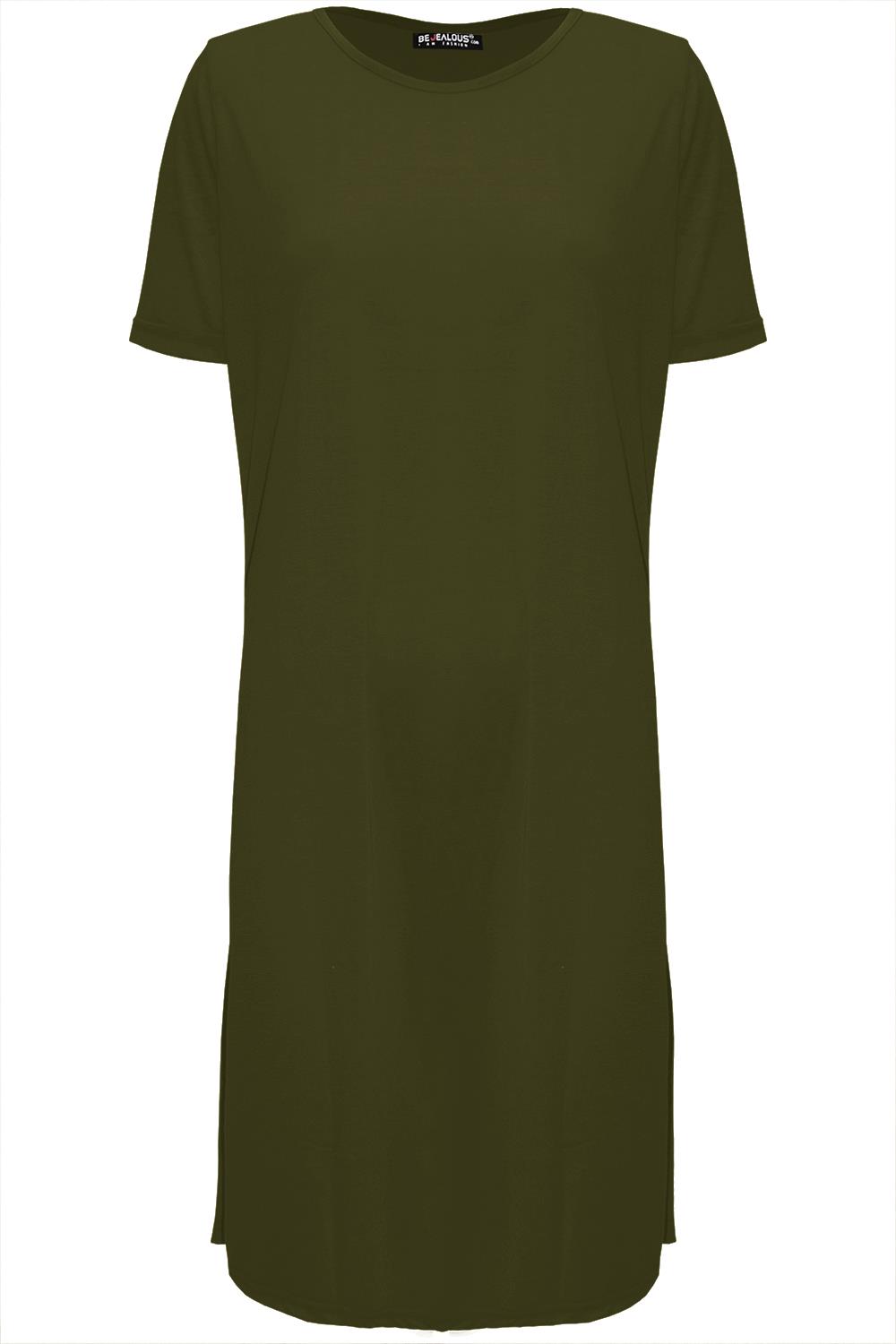 Womens Ladies Plain Baggy Oversized Pullover Longline Tunic T-Shirt Midi Dress - Picture 15 of 45