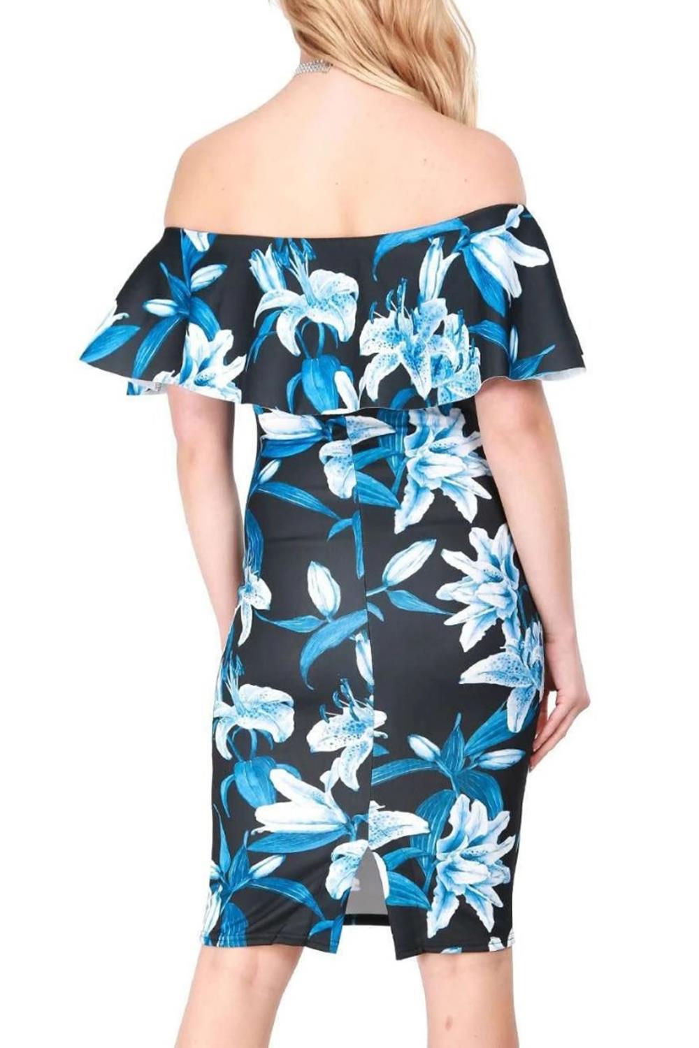 Womens Ladies Floral Printed Peplum Frill Off The Shoulder Bardot Bodycon Dress