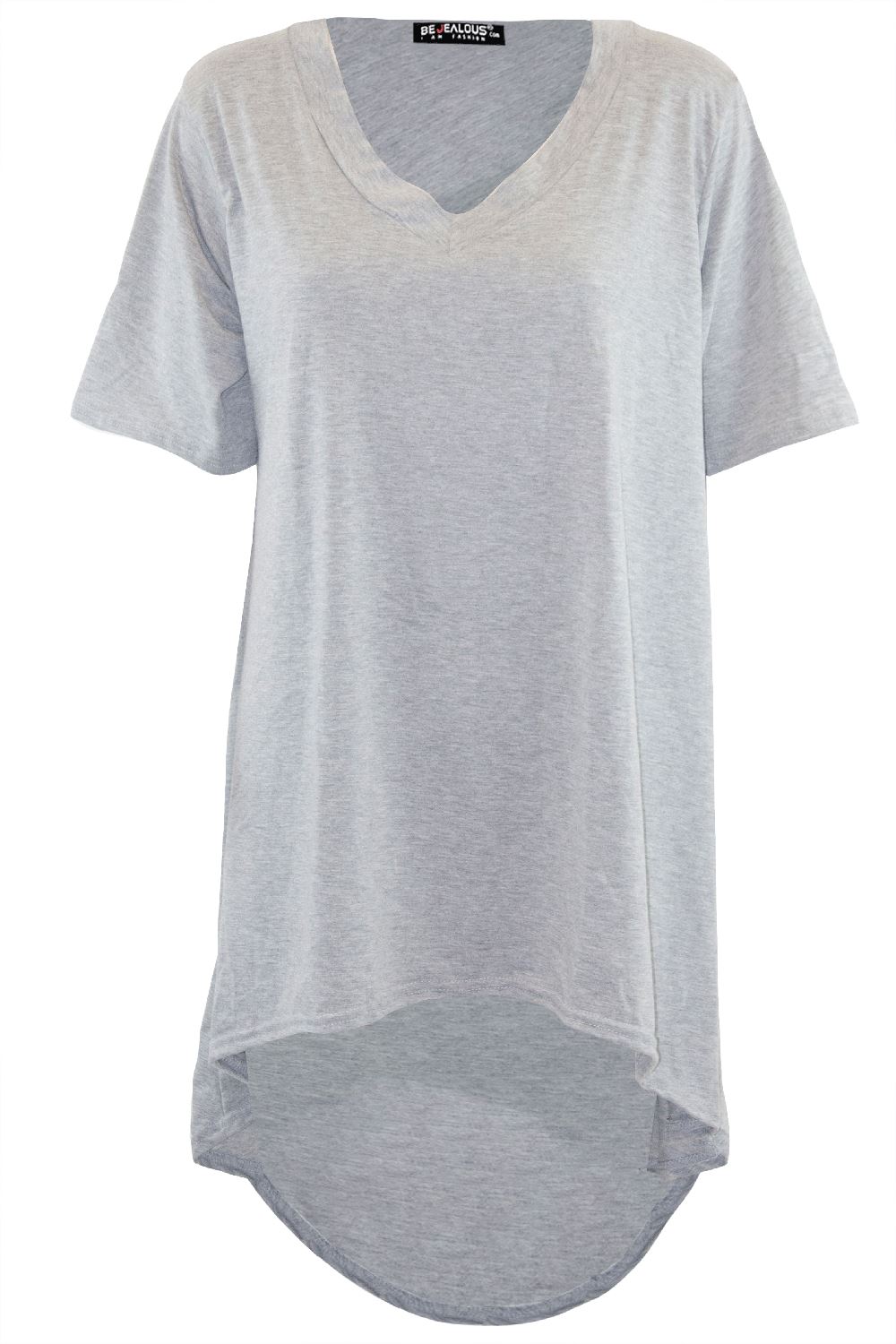 Camiseta Top Mujer FishTail Back Hi Lo Dobladillo Sumergido Cuello Redondo Manga Girada - Imagen 10 de 22