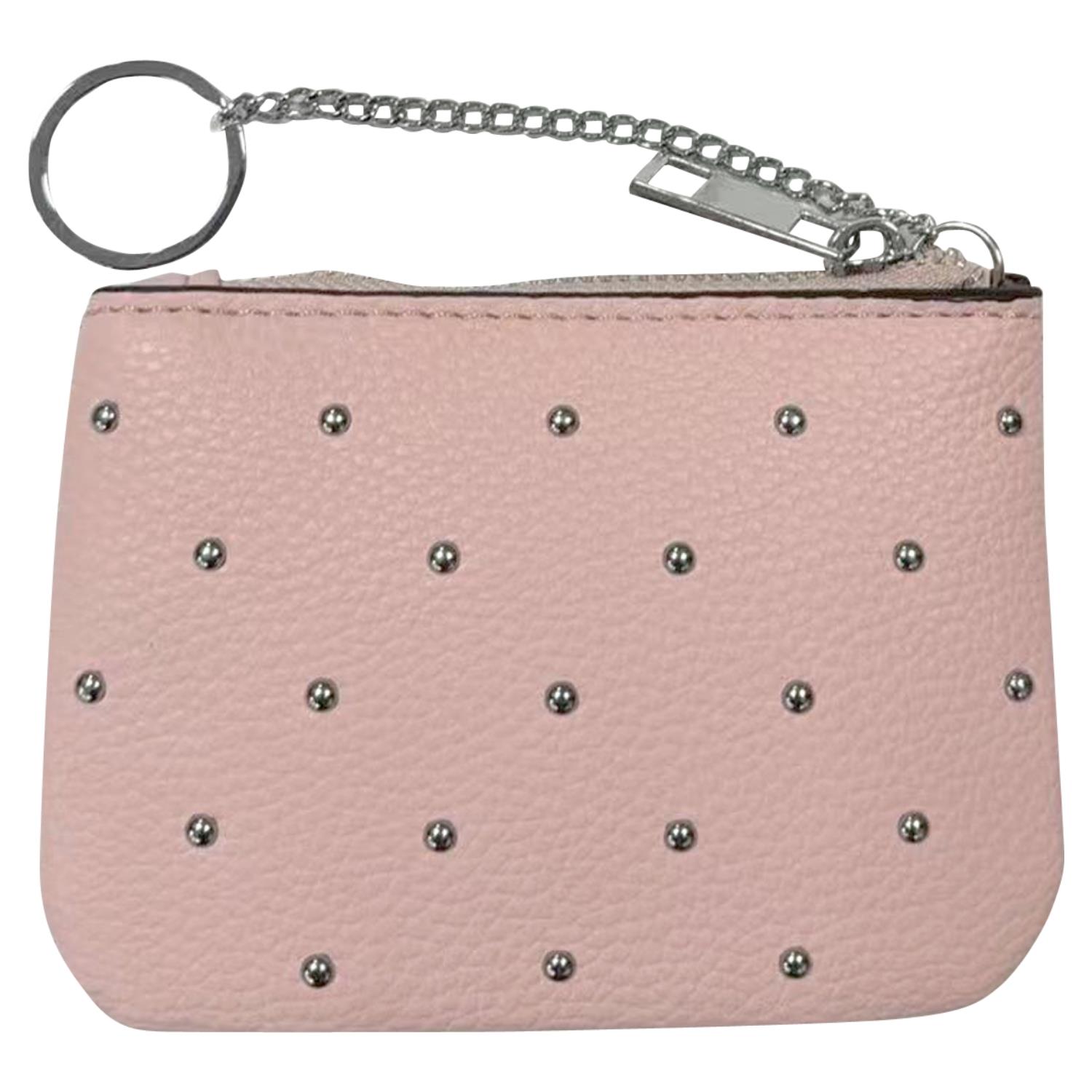 Trendy Studded PU Leather Coin Purse Small Wallet with Zip Closure and Keychain - Picture 12 of 19