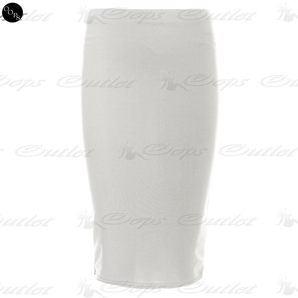 Ladies Women Jersey Stretchy Pencil Plain Elastic Office Bodycon Skirt Plus Size - Picture 27 of 64