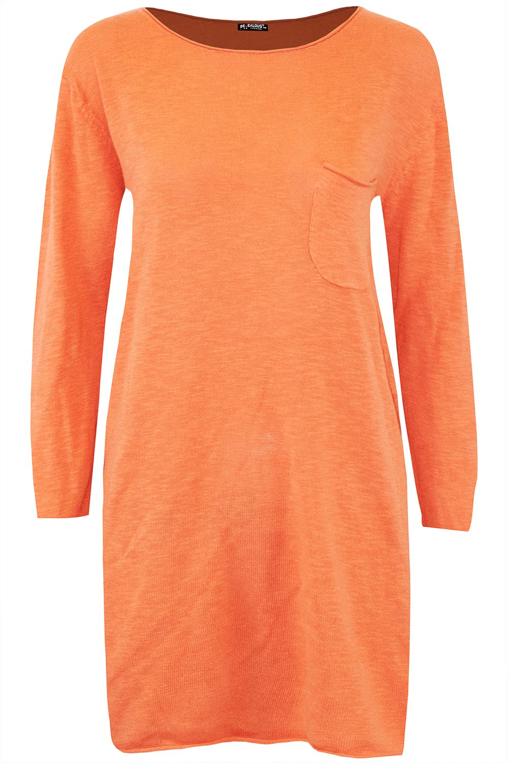 Womens Fleece Knitted Front Pockets Ladies Long Sleeves Fleece Jumper Mini Dress - Picture 3 of 6