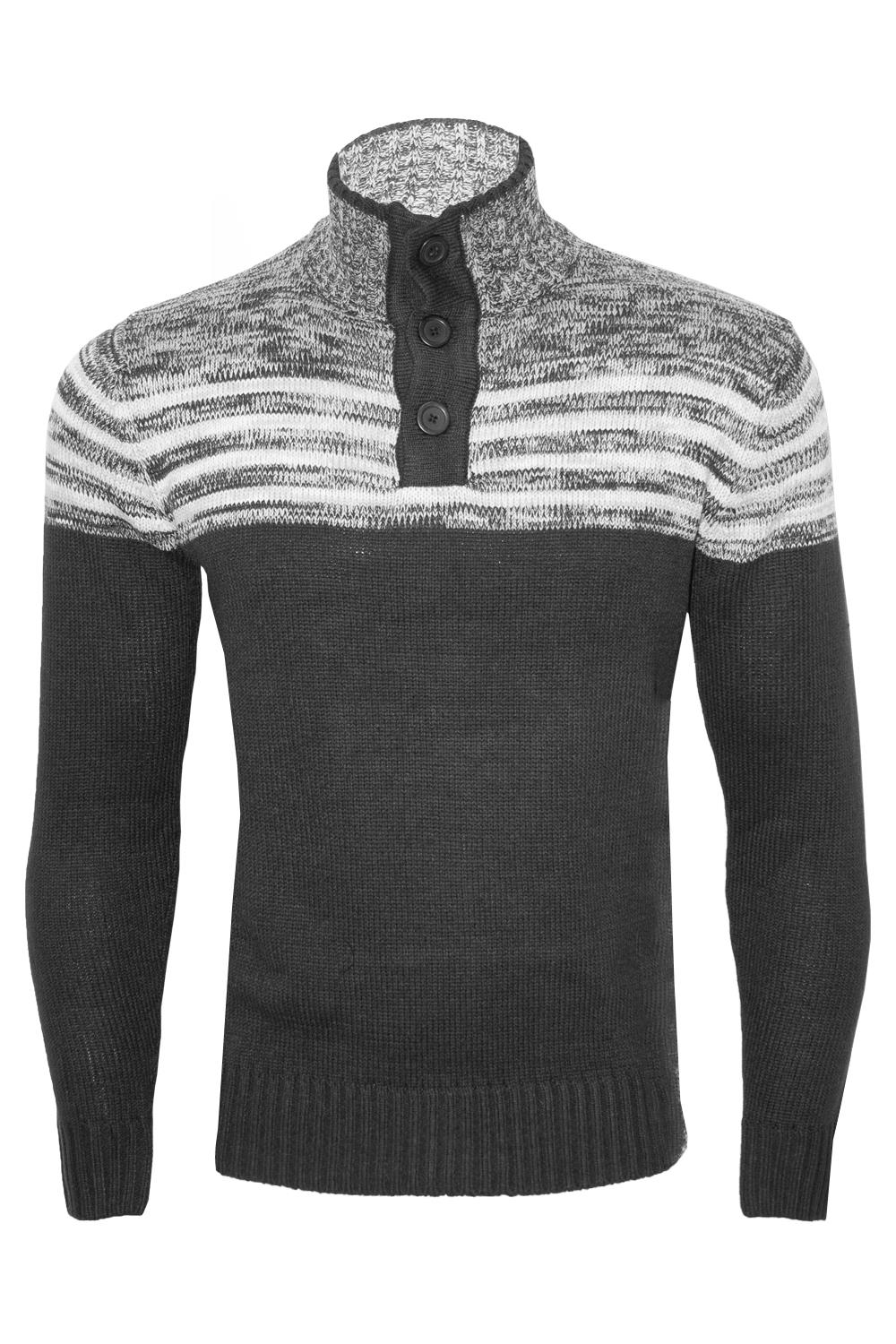 Mens Jumper High Neck ZipUp Sweater Knitted Thick Warm Winter Stylish
