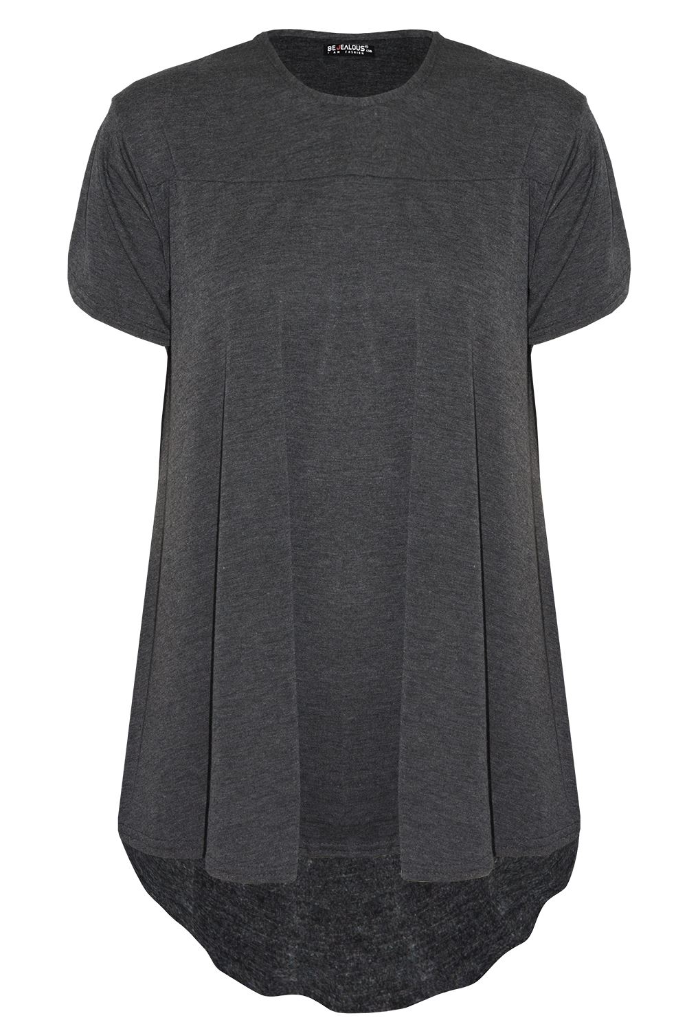 Camiseta Top Mujer FishTail Back Hi Lo Dobladillo Sumergido Cuello Redondo Manga Girada - Imagen 19 de 22