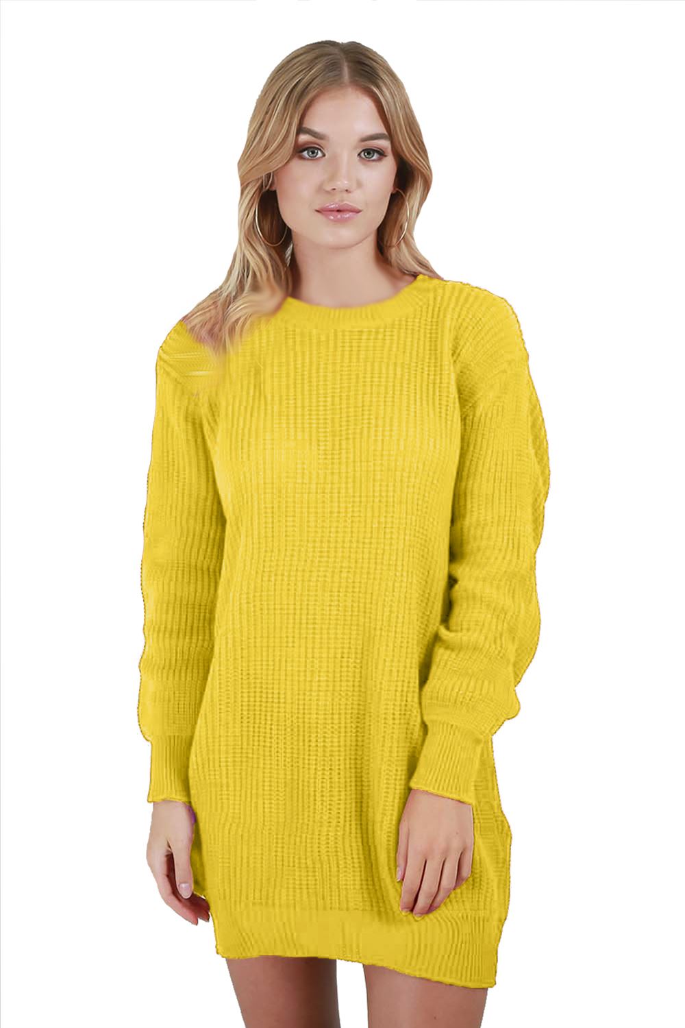 Womens Ladies Chunky Knitted Long Sweater Oversized Jumper Dress Long Sleeve Top eBay