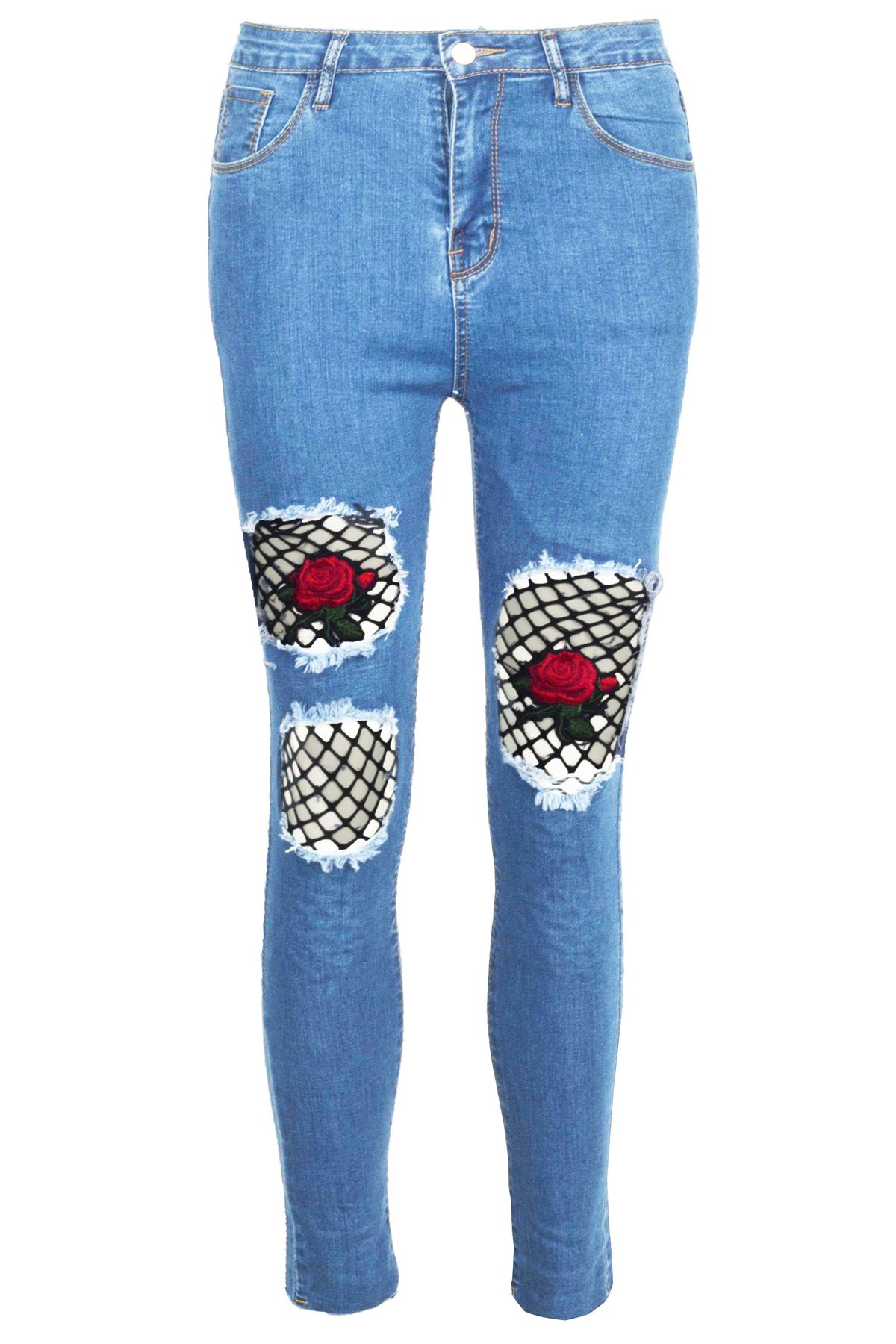 ladies frayed hem jeans