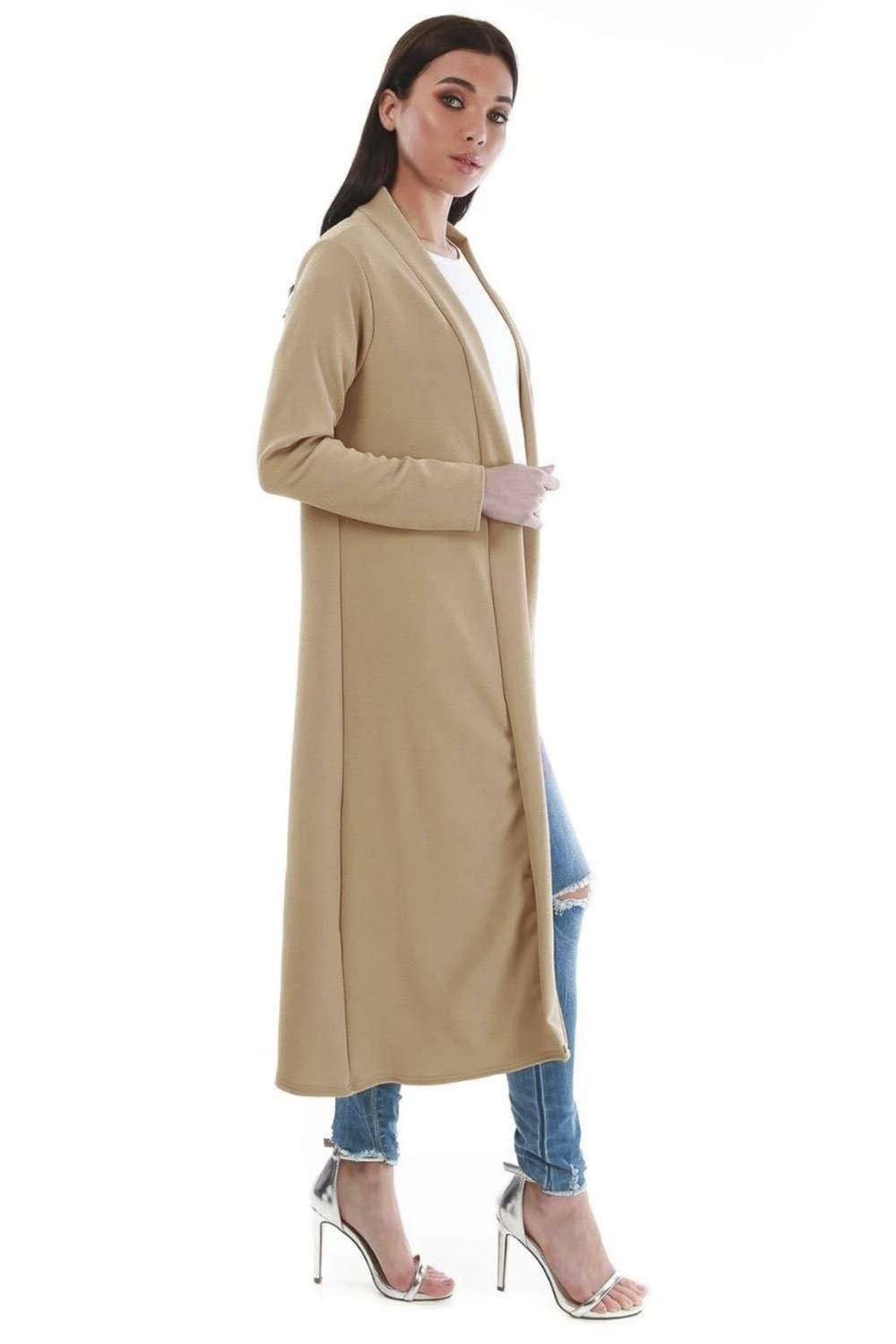 Plain Band Full Sleeves Oversize Baggy Open Front Duster Womens Cardigan - Picture 49 of 51