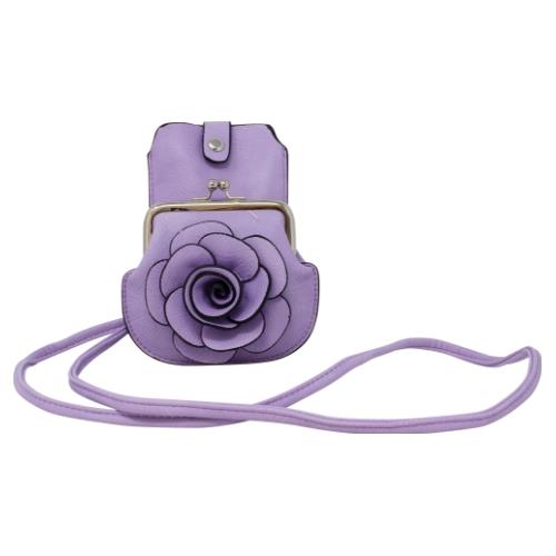 Womens Camellia Phone And Coin Pouch Mini Crossbody Shoulder Handbag Purse - Picture 29 of 37