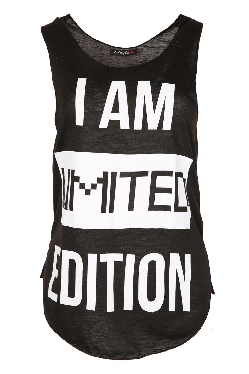 Womens Ladies I Am Limited Edition Edge Scoop Neck Burnout Jersey Vest Tee Top - Picture 2 of 22