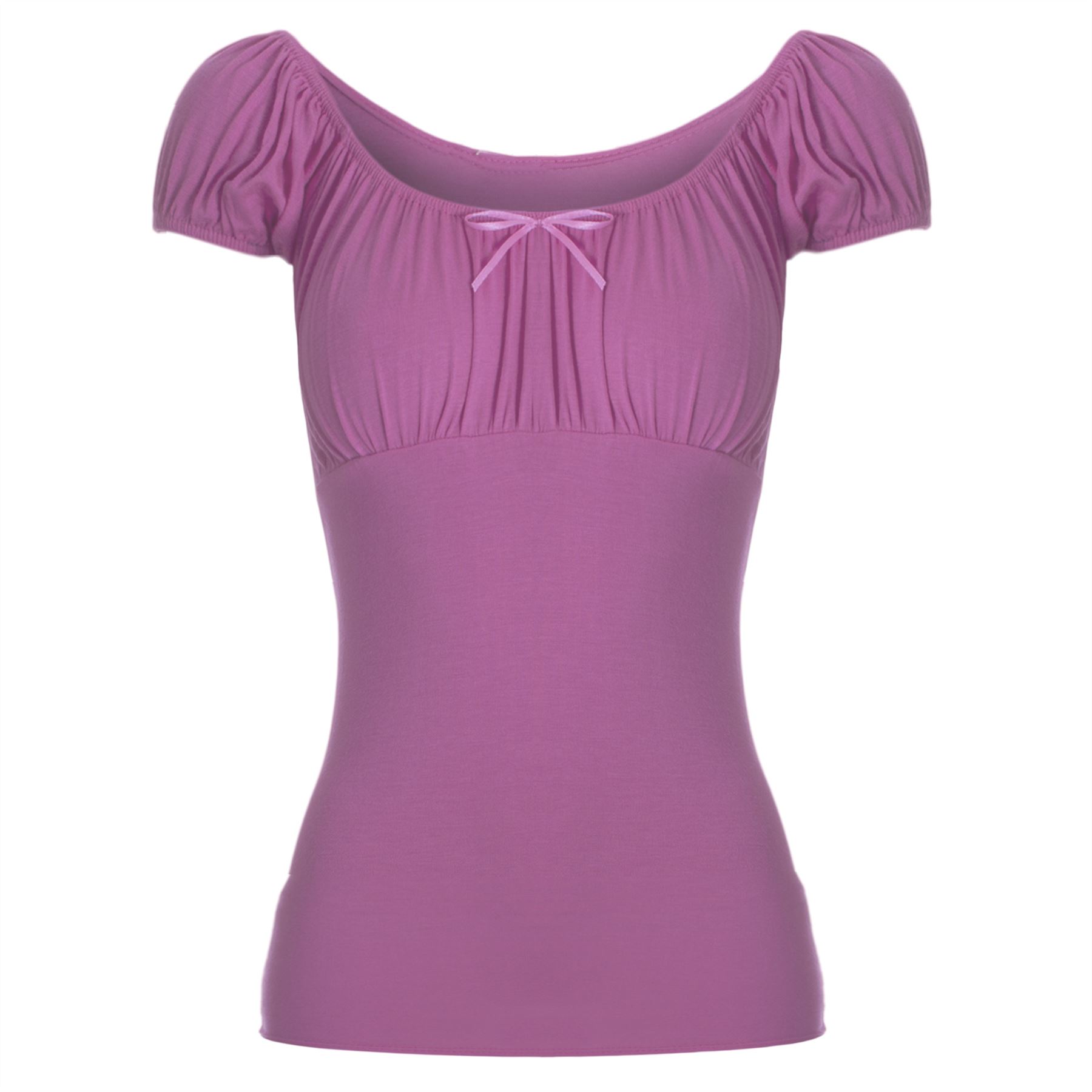 Womens Ladies Off Shoulder Gypsy Tie Ribbon Bardot Ruched Tops Uk Plus Size 8-22 - Picture 15 of 21
