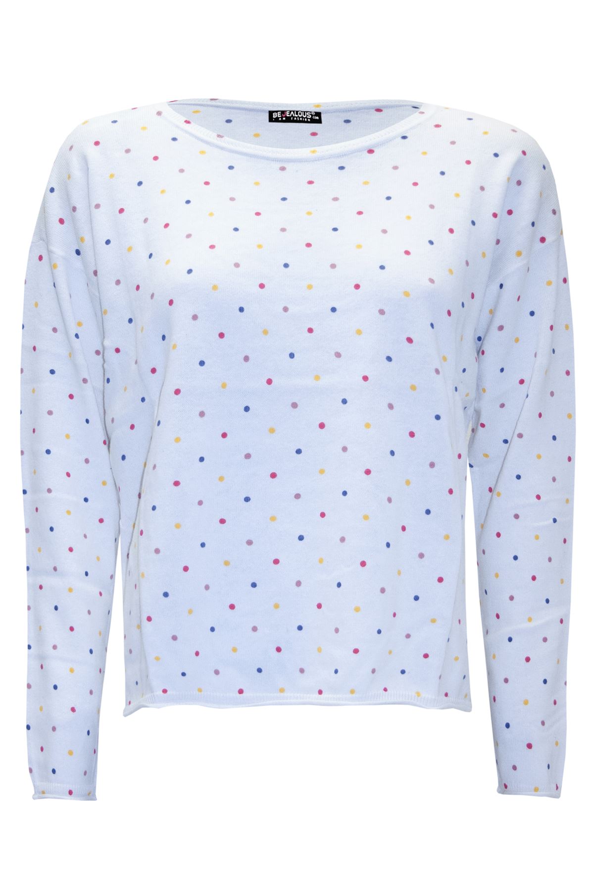 Womens Ladies Polka Dot Fine Knitted 