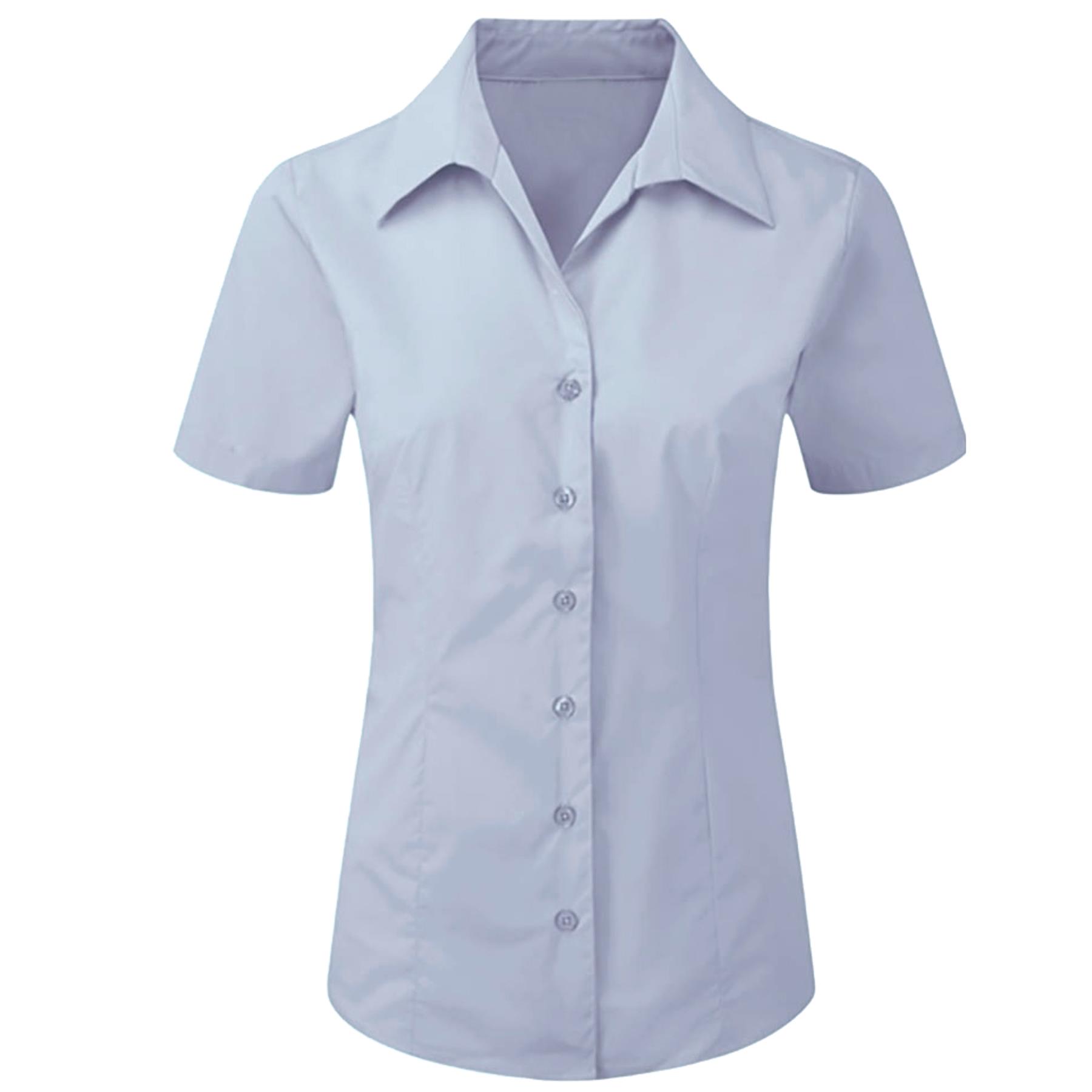 Ladies Womens Short Sleeve Blouses Office Shirts Work Formal Smart Top Size 8-26 - Picture 11 of 44