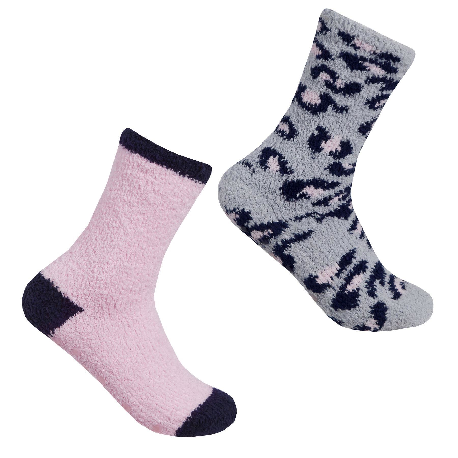 2/4 Packs Ladies Cosy Socks Soft Fleece Brushed Gripper Sole Bed Lounge