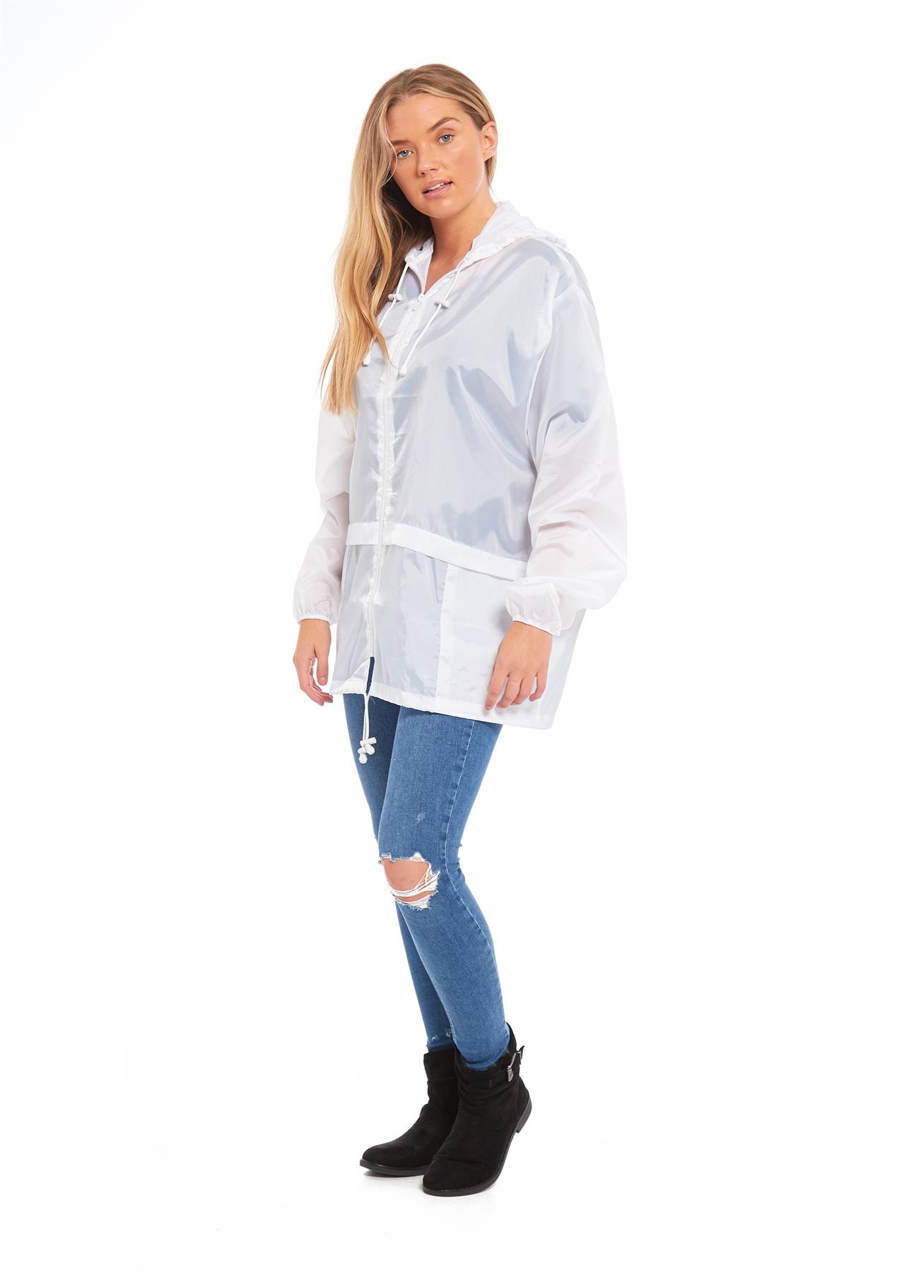 Unisex Plain Rain Coat Mac Kagoul Jacket Water Resistant Hooded Cagoul Adults UK - Picture 27 of 28