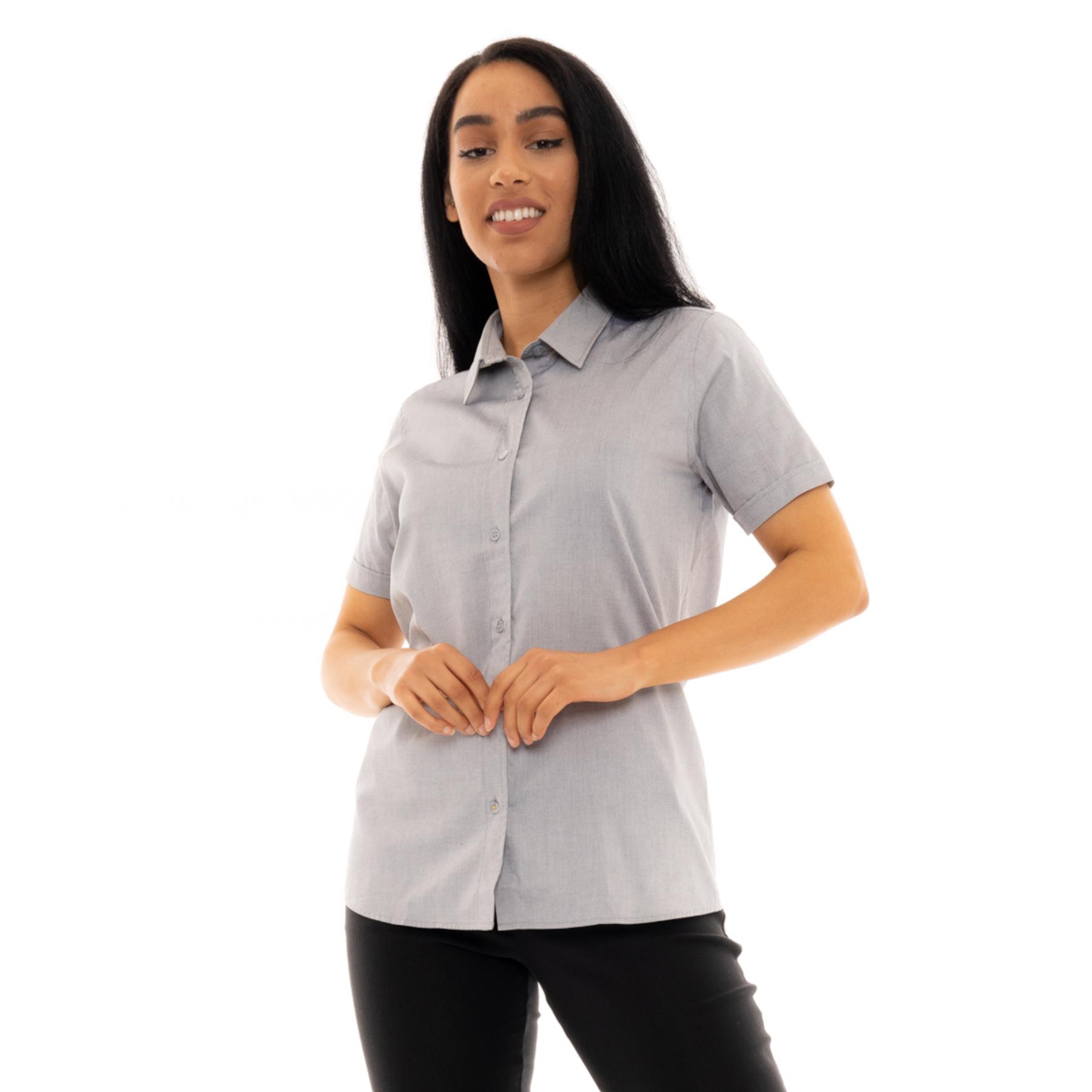 Ladies Womens Short Sleeve Blouses Office Shirts Work Formal Smart Top Size 8-26 - Picture 22 of 44