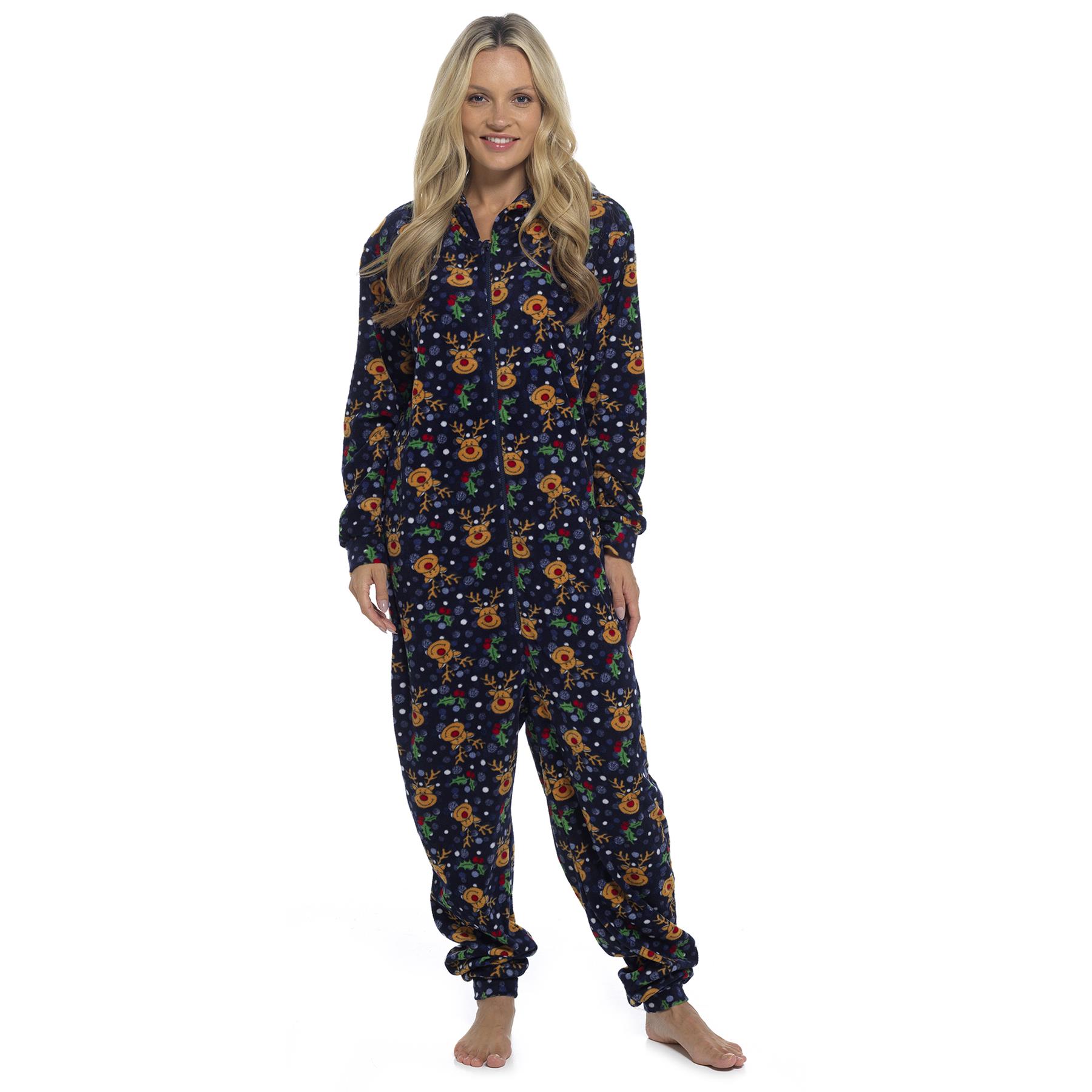 Mens Snuggle Warm Soft Fleece Hooded Zip 1Onesie All In One Jumpsuit Pyjamas UK - Picture 41 of 56