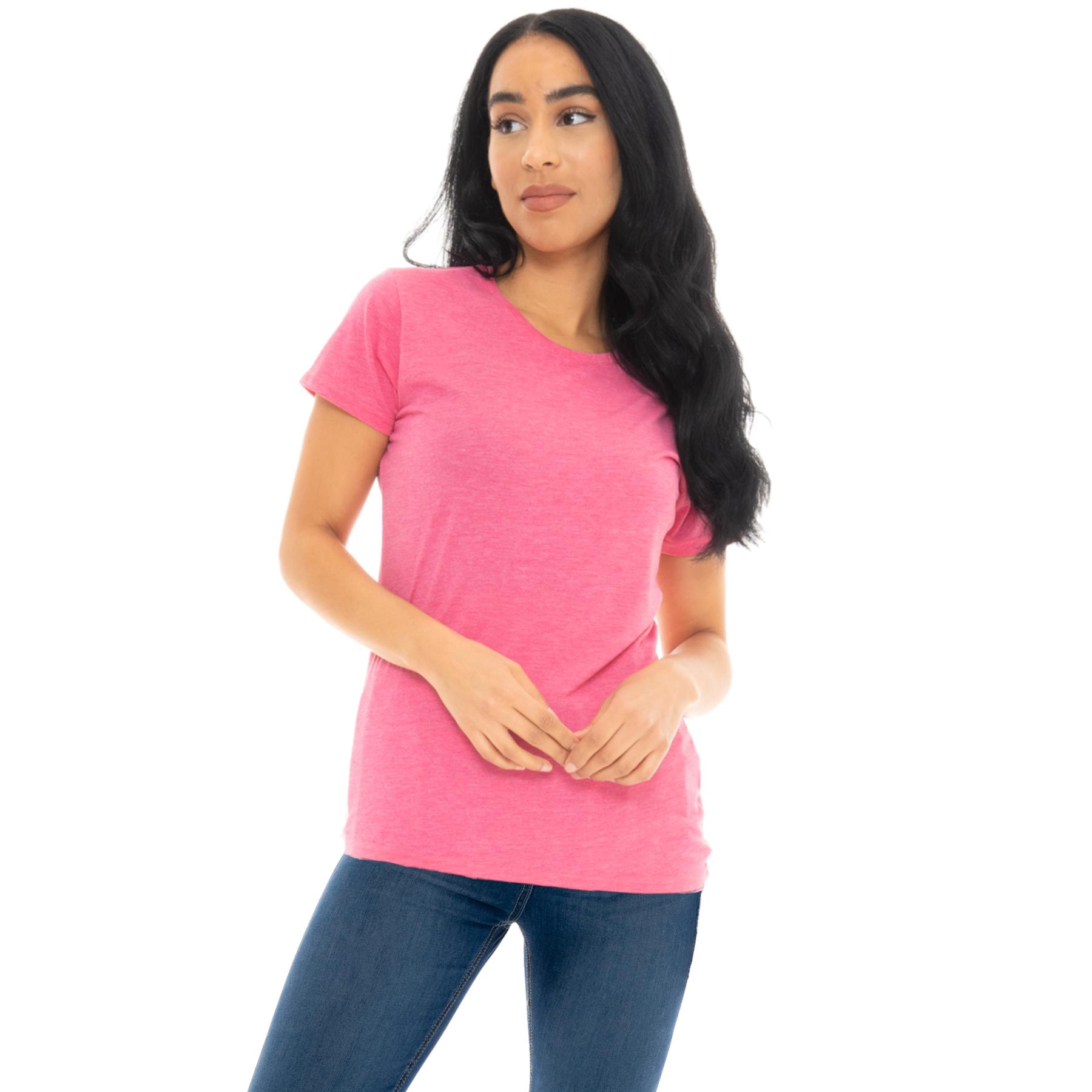 Womens Ladies Fit Plain Polycotton Casual Short Sleeve Crew Neck Tee T-Shirt Top - Picture 5 of 8