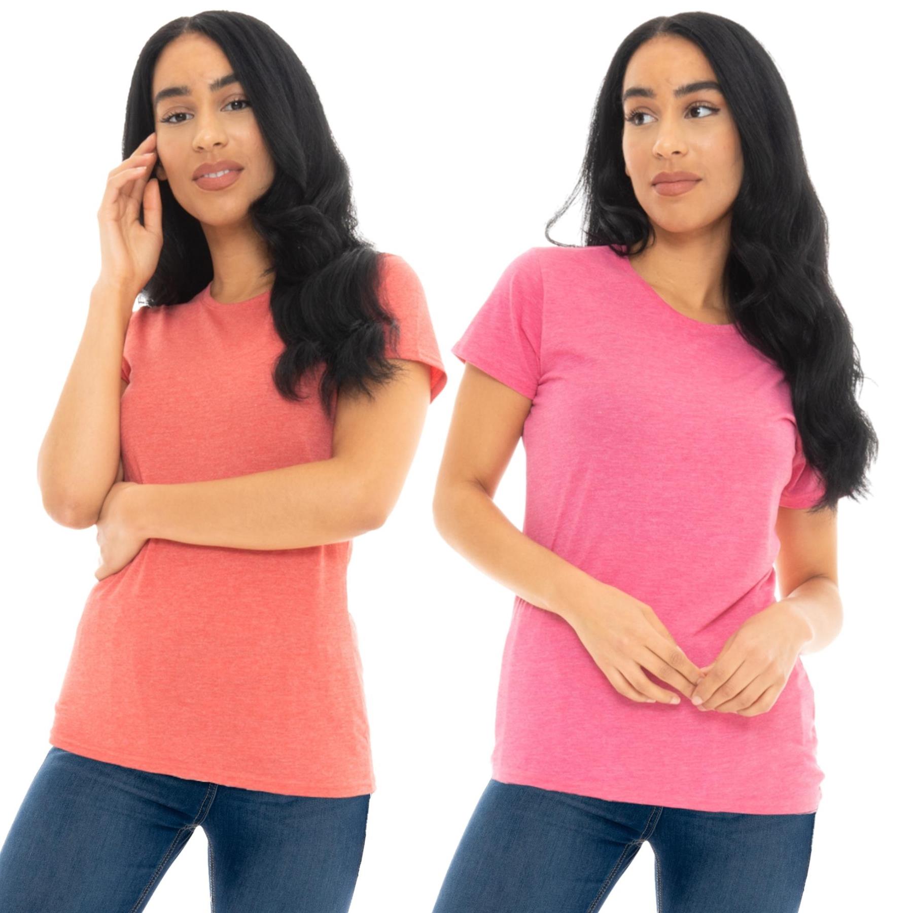 Womens Ladies Fit Plain Polycotton Casual Short Sleeve Crew Neck Tee T-Shirt Top - Picture 8 of 8