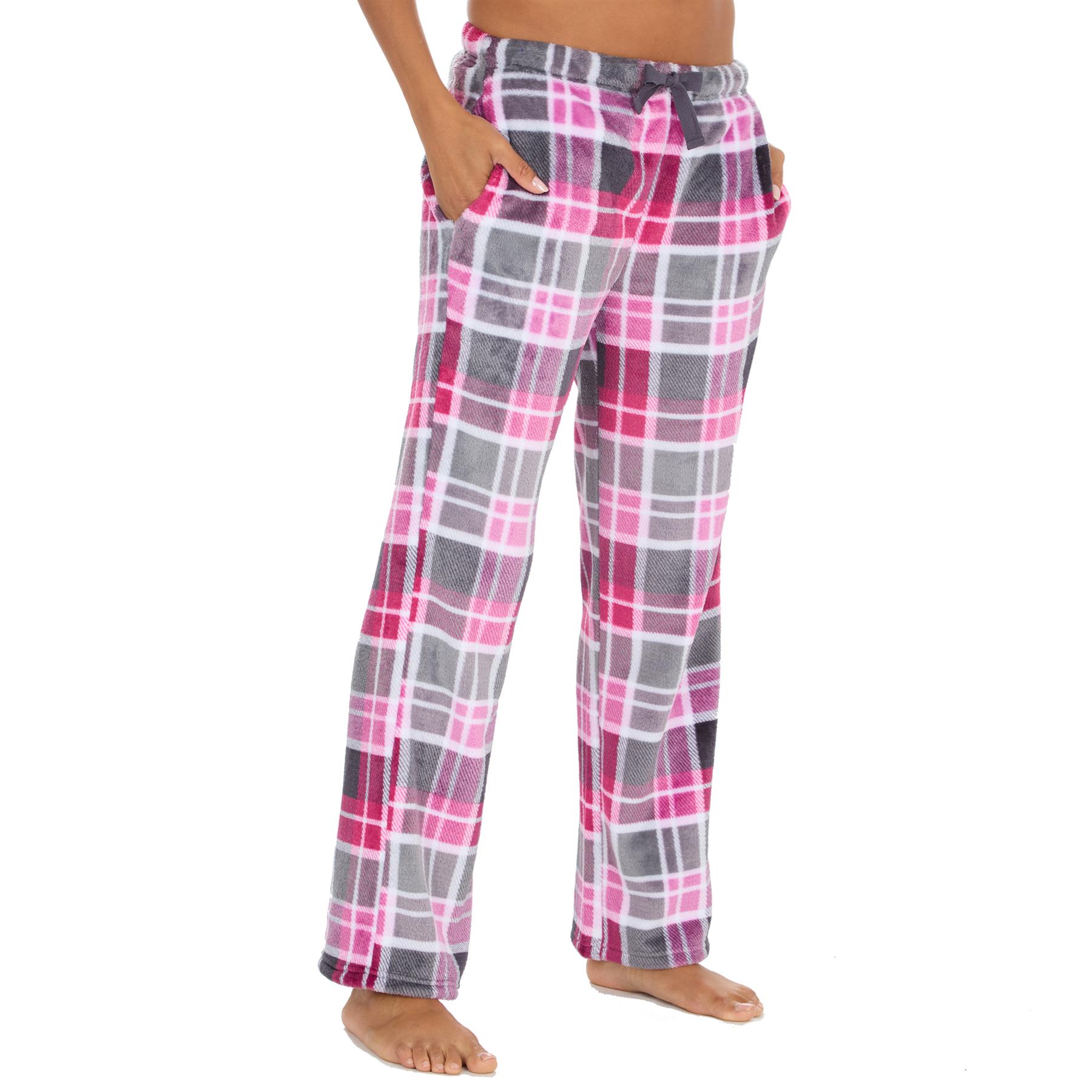 Ladies Pyjama Bottoms Lounge Pj Pants Check Heart Soft Warm Pockets Elasticated - Picture 14 of 18