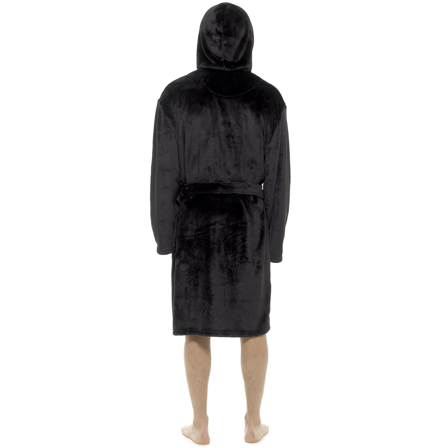 Mens Luxury Super Soft Fleece Dressing Gown Bath Robe Hooded Thick Warm Snuggle - Picture 6 of 11