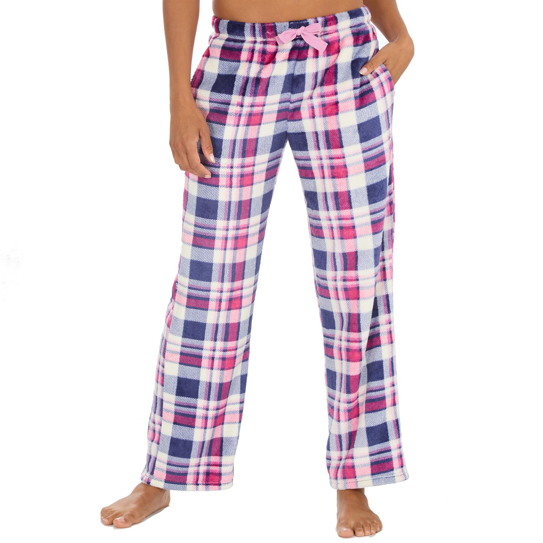 Ladies Pyjama Bottoms Lounge Pj Pants Check Heart Soft Warm Pockets Elasticated - Picture 11 of 18
