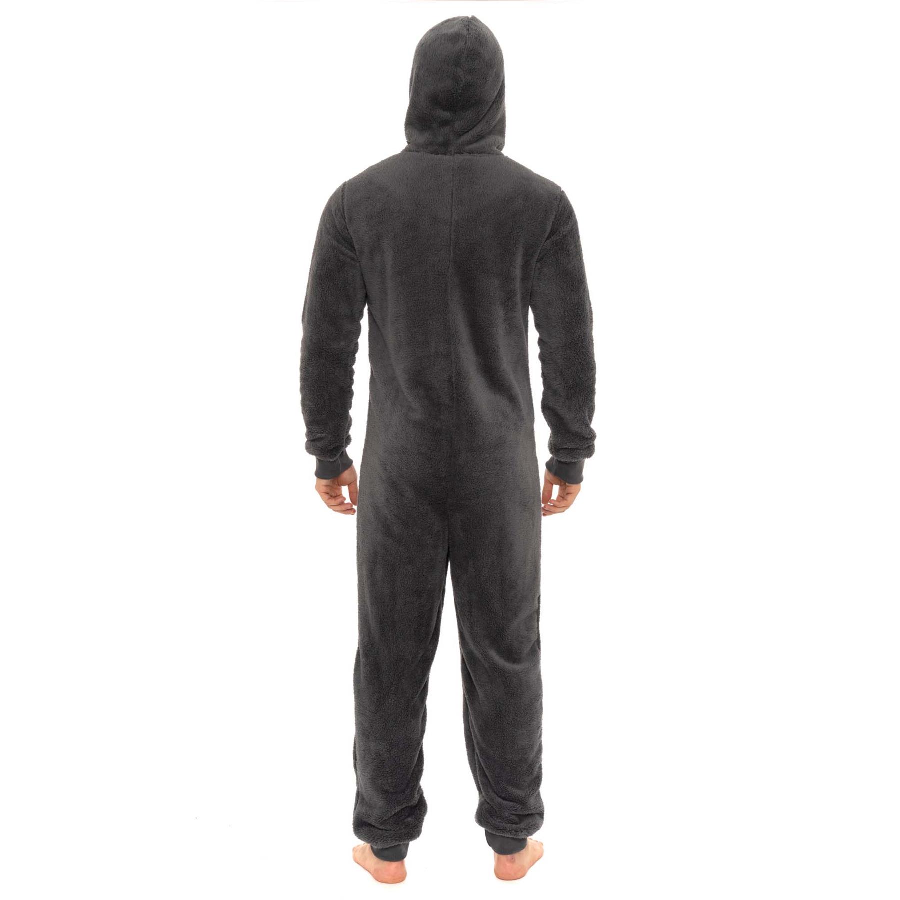 Mens Snuggle Warm Soft Fleece Hooded Zip 1Onesie All In One Jumpsuit Pyjamas UK - Picture 12 of 56