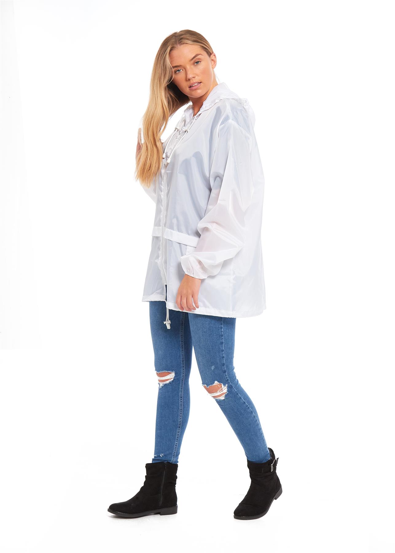 Unisex Plain Rain Coat Mac Kagoul Jacket Water Resistant Hooded Cagoul Adults UK - Picture 26 of 28