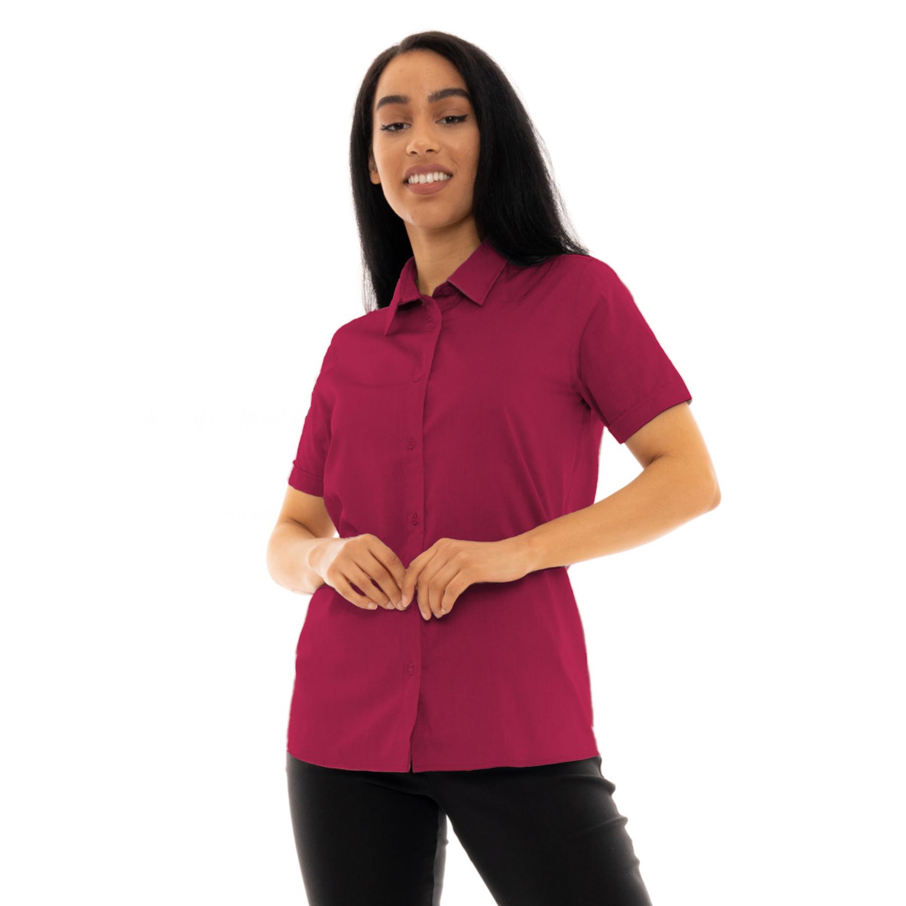 Ladies Womens Short Sleeve Blouses Office Shirts Work Formal Smart Top Size 8-26 - Picture 24 of 44