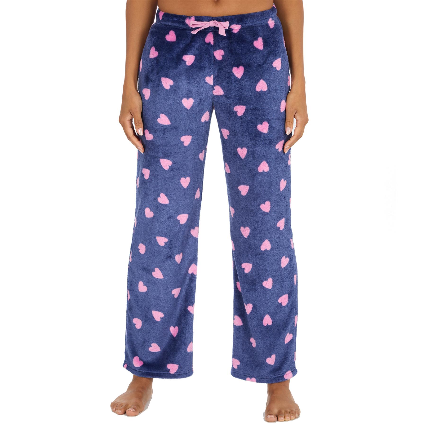 Ladies Pyjama Bottoms Lounge Pj Pants Check Heart Soft Warm Pockets Elasticated - Picture 16 of 18