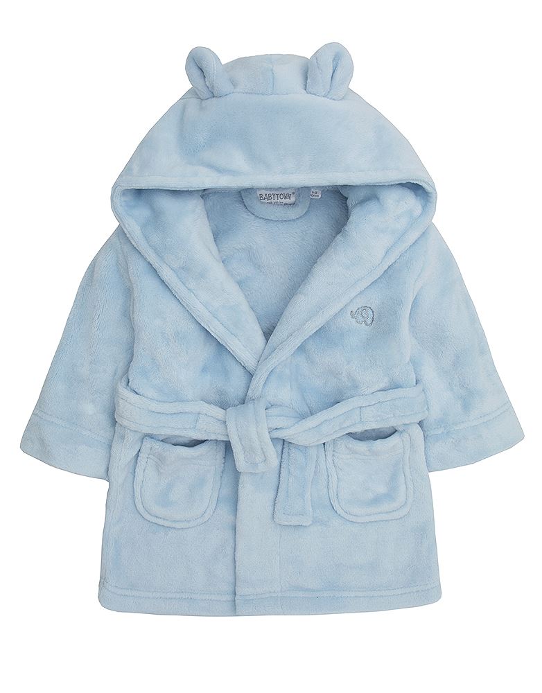 Baby Boys Babies Dressing Gown Robe Plush Fleece Velvet Soft Cosy Warm