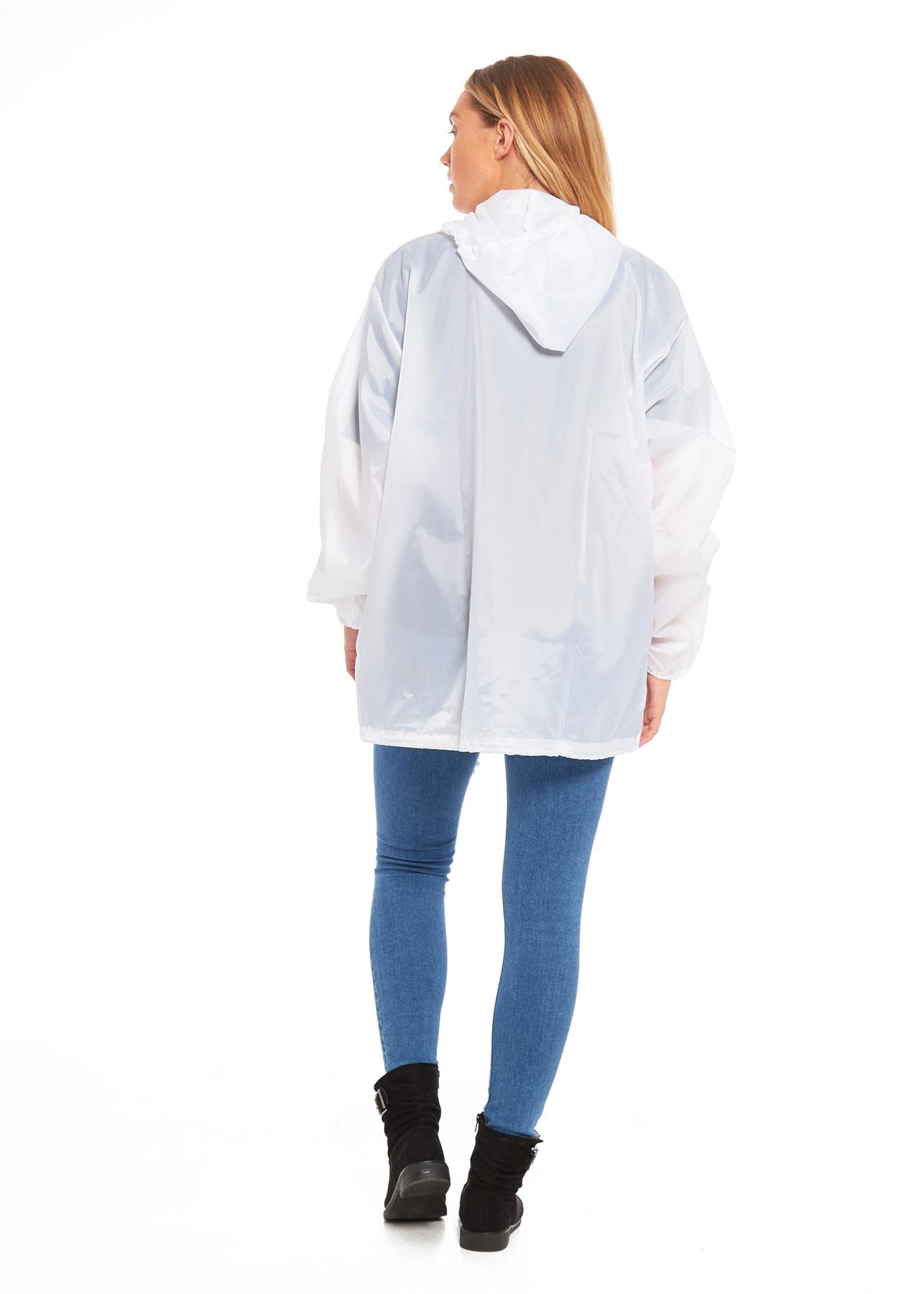 Unisex Plain Rain Coat Mac Kagoul Jacket Water Resistant Hooded Cagoul Adults UK - Picture 28 of 28