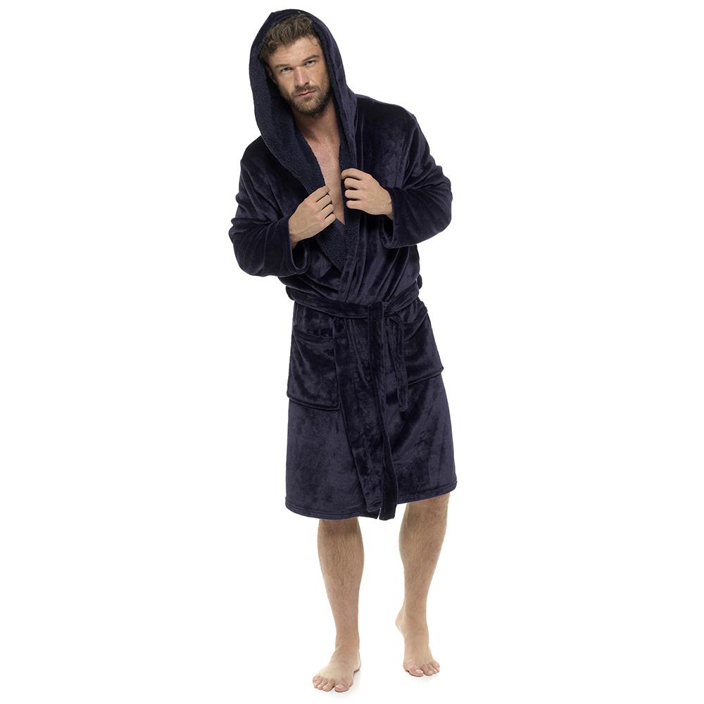 Hooded Fleece Bathrobes Men Winter Warm Soft Plush Bath Robe for Men Dressing Gown Lightweight Luxury Plush Spa Robe Gym Shower Housecoat TRTRADERS Men Fluffy Dressing Gown for UK