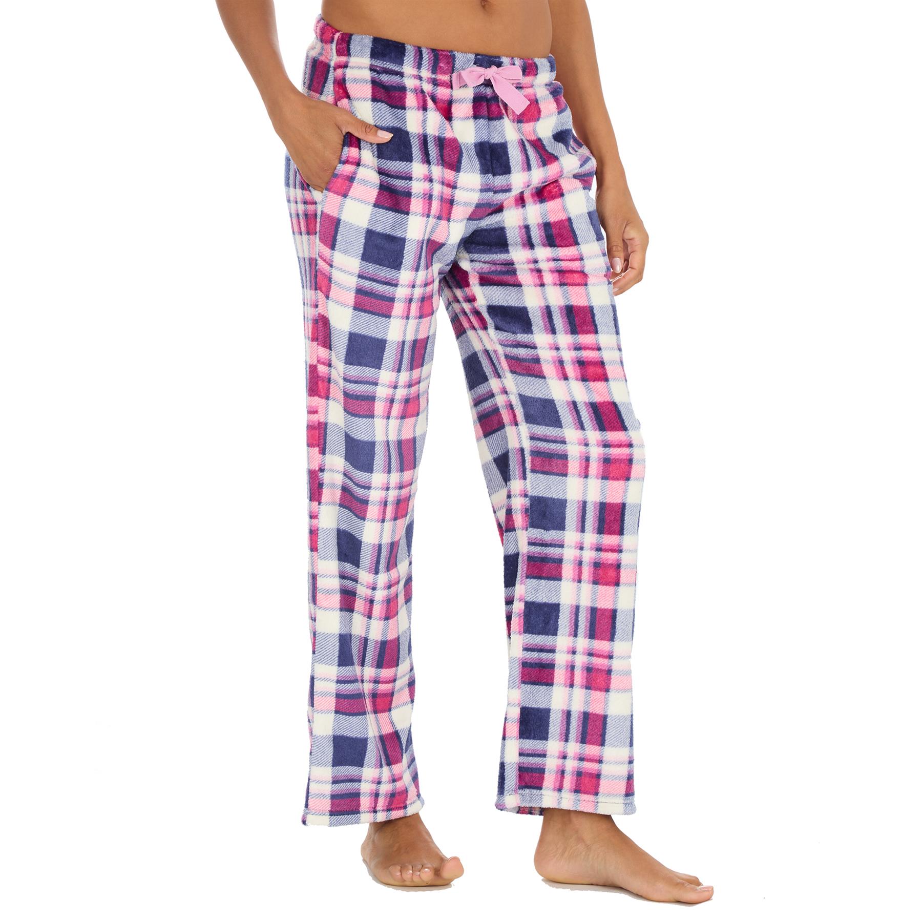 Ladies Pyjama Bottoms Lounge Pj Pants Check Heart Soft Warm Pockets Elasticated - Picture 12 of 18