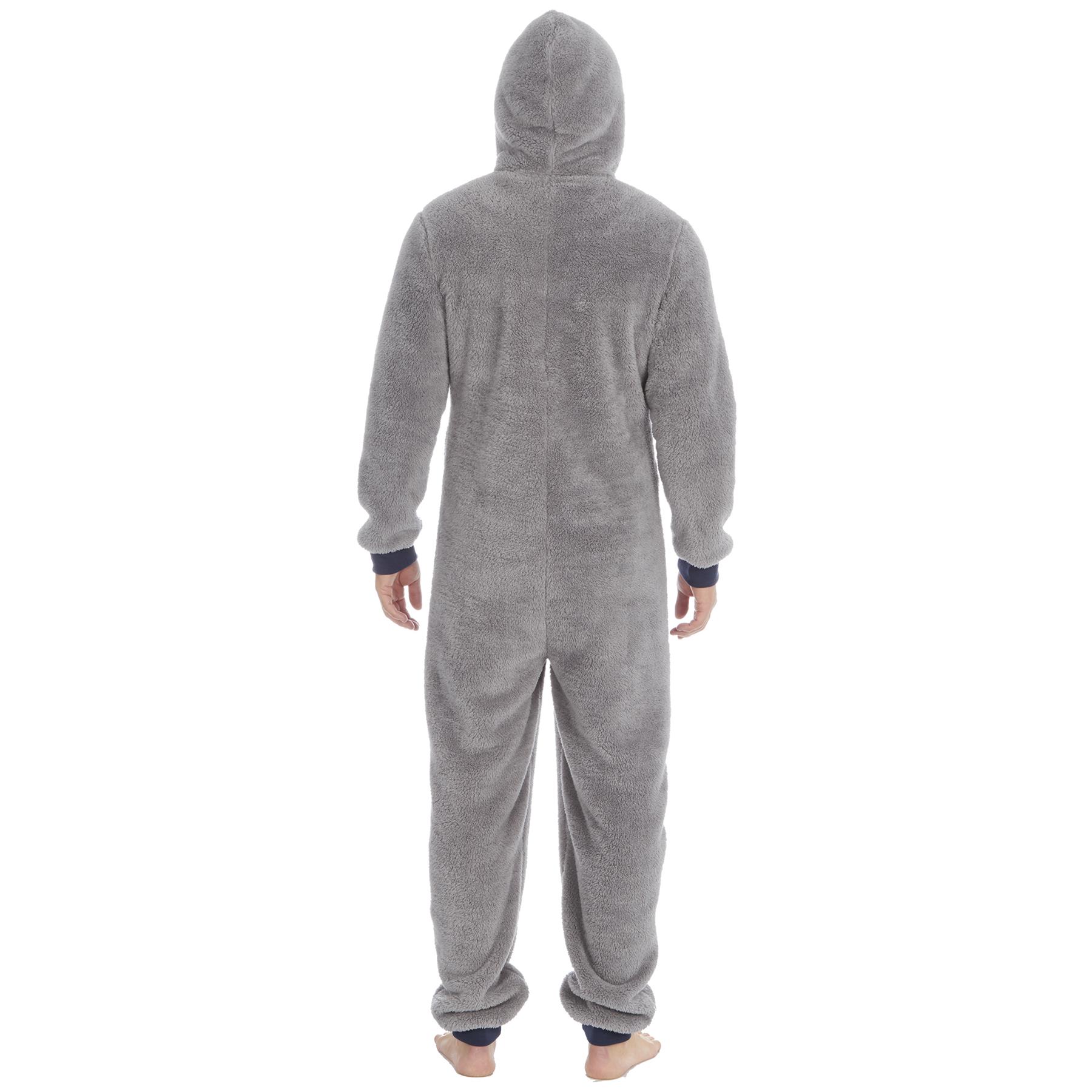Mens Snuggle Warm Soft Fleece Hooded Zip 1Onesie All In One Jumpsuit Pyjamas UK - Picture 18 of 56