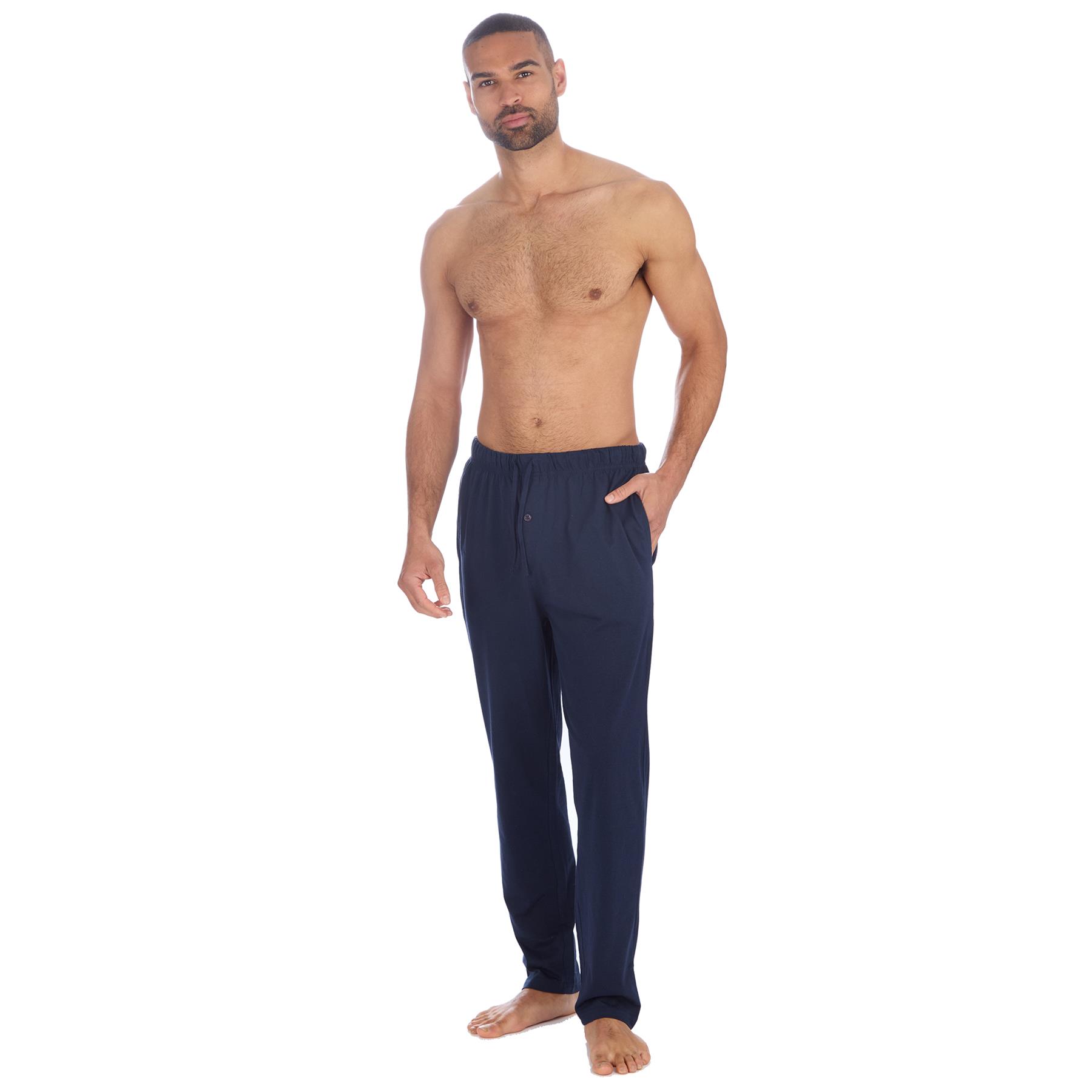Mens Lounge Pants Pyjama Pjs Bottom Jersey Cotton Rich Plain Nightwear Soft warm