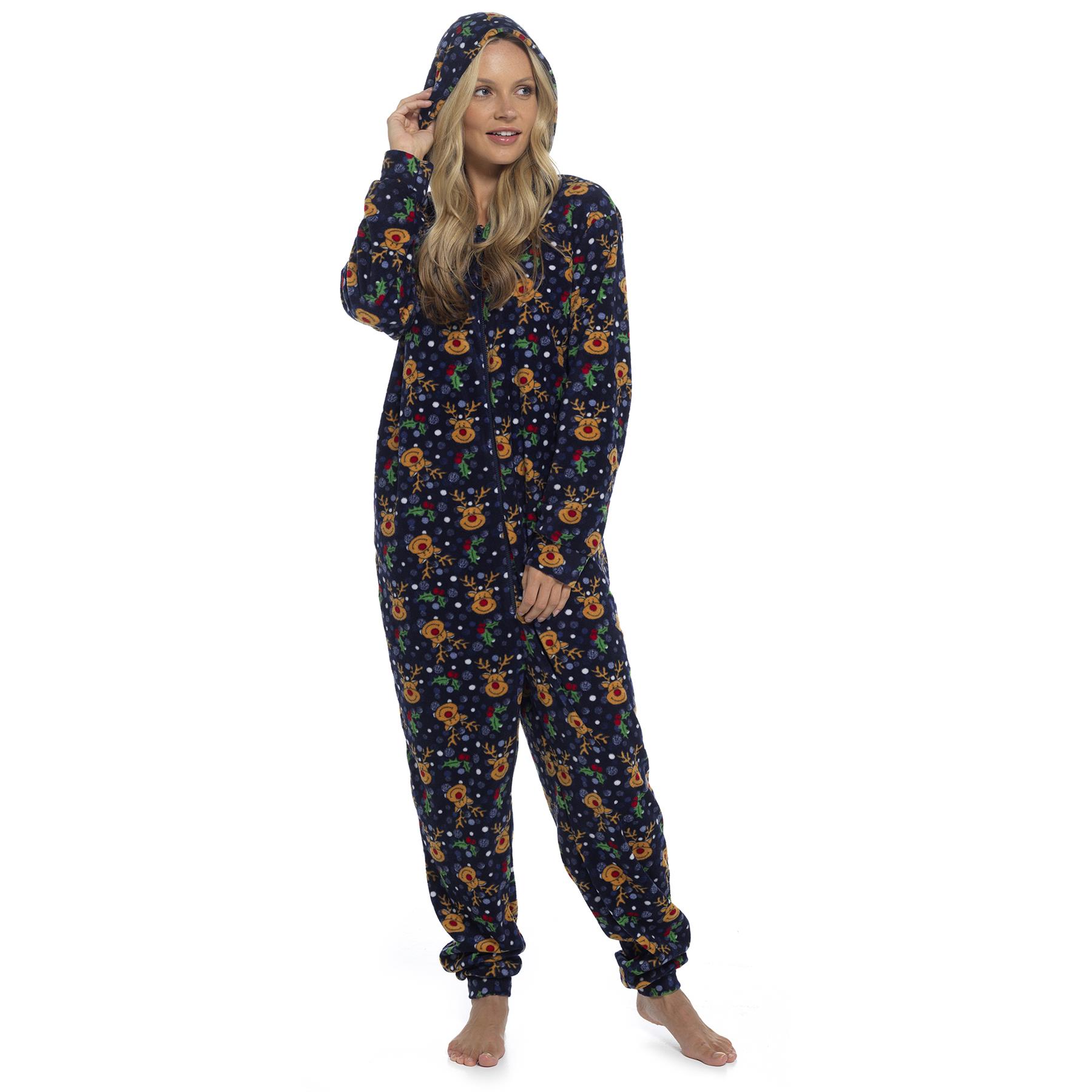 Mens Snuggle Warm Soft Fleece Hooded Zip 1Onesie All In One Jumpsuit Pyjamas UK - Picture 42 of 56