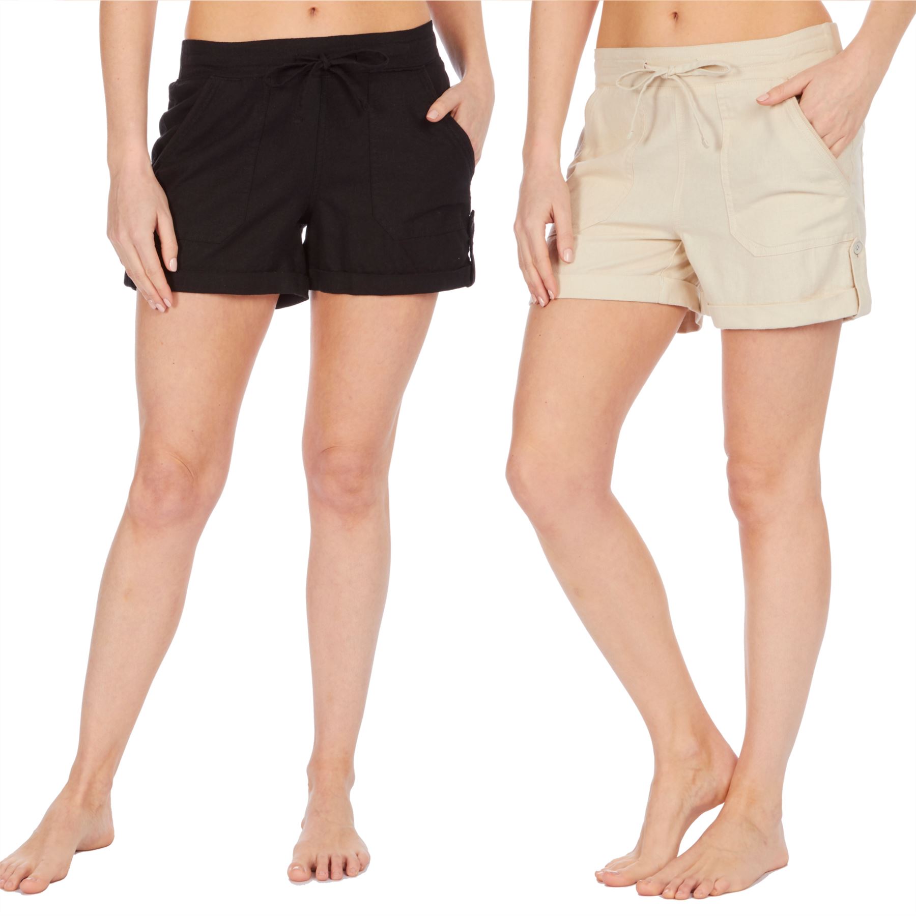 Style It Up Womens Ladies Linen 3//4 Trousers Pants Summer Casual Holiday Beach Chino Cargo