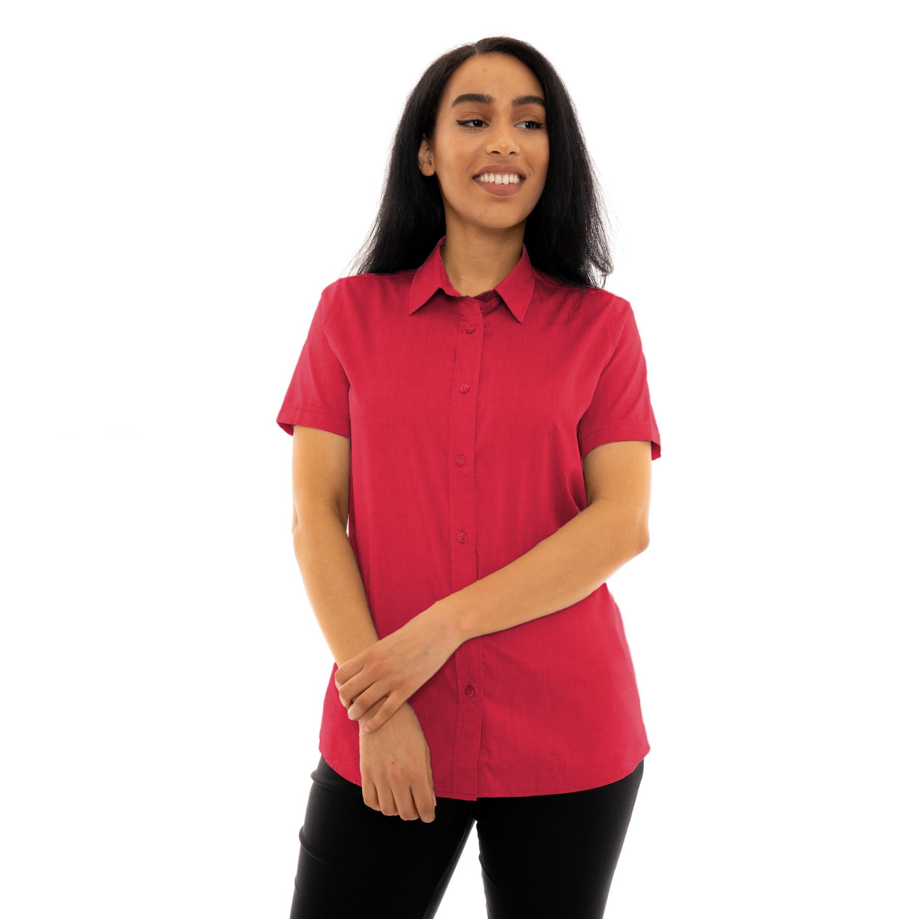 Ladies Womens Short Sleeve Blouses Office Shirts Work Formal Smart Top Size 8-26 - Picture 18 of 44