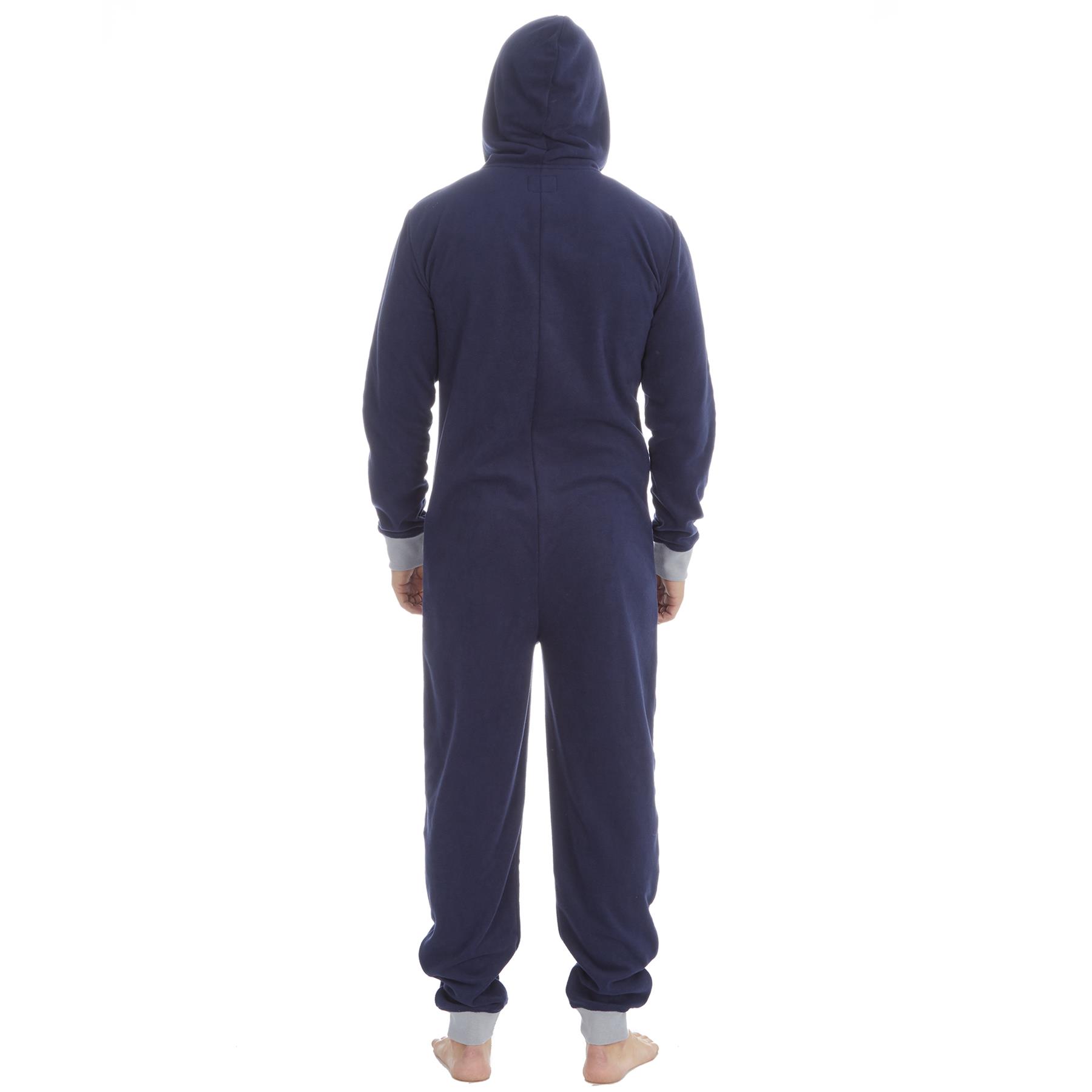 Mens Snuggle Warm Soft Fleece Hooded Zip 1Onesie All In One Jumpsuit Pyjamas UK - Picture 36 of 56